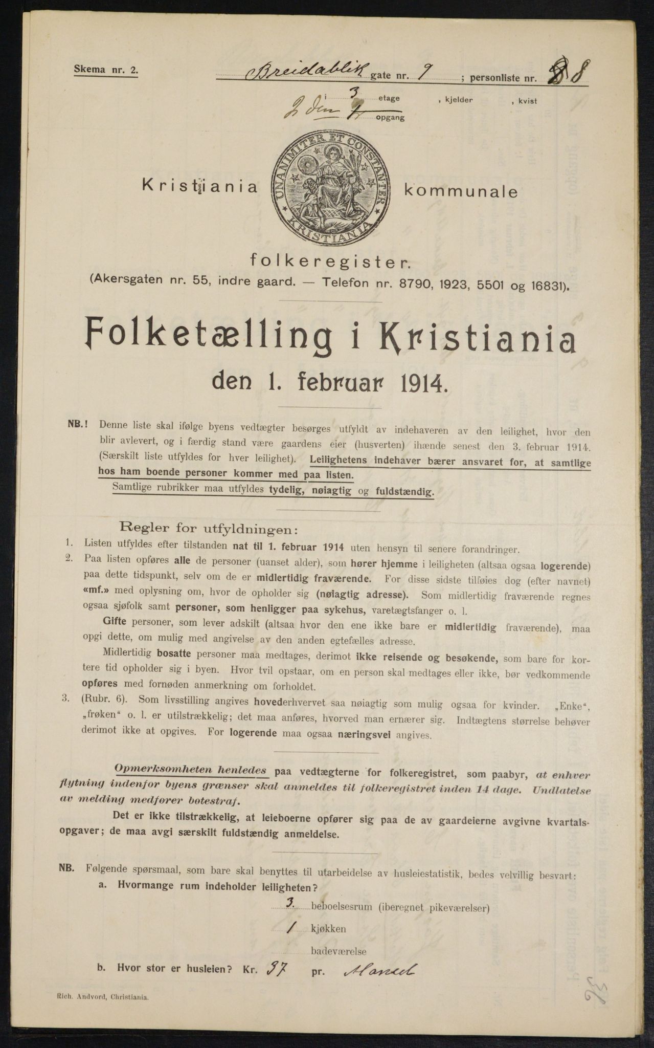 OBA, Municipal Census 1914 for Kristiania, 1914, p. 8129