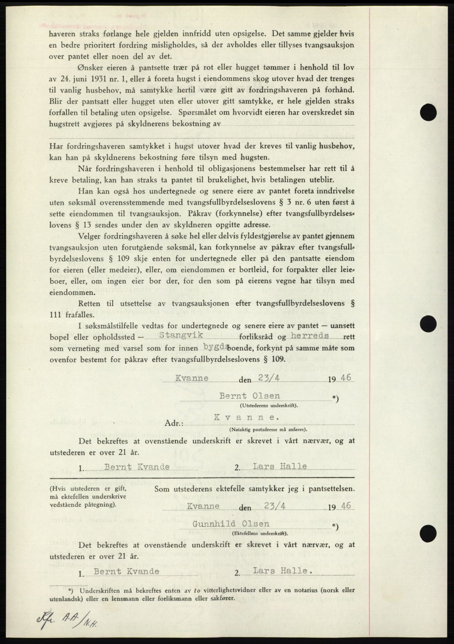 Nordmøre sorenskriveri, AV/SAT-A-4132/1/2/2Ca: Mortgage book no. B94, 1946-1946, Diary no: : 1122/1946