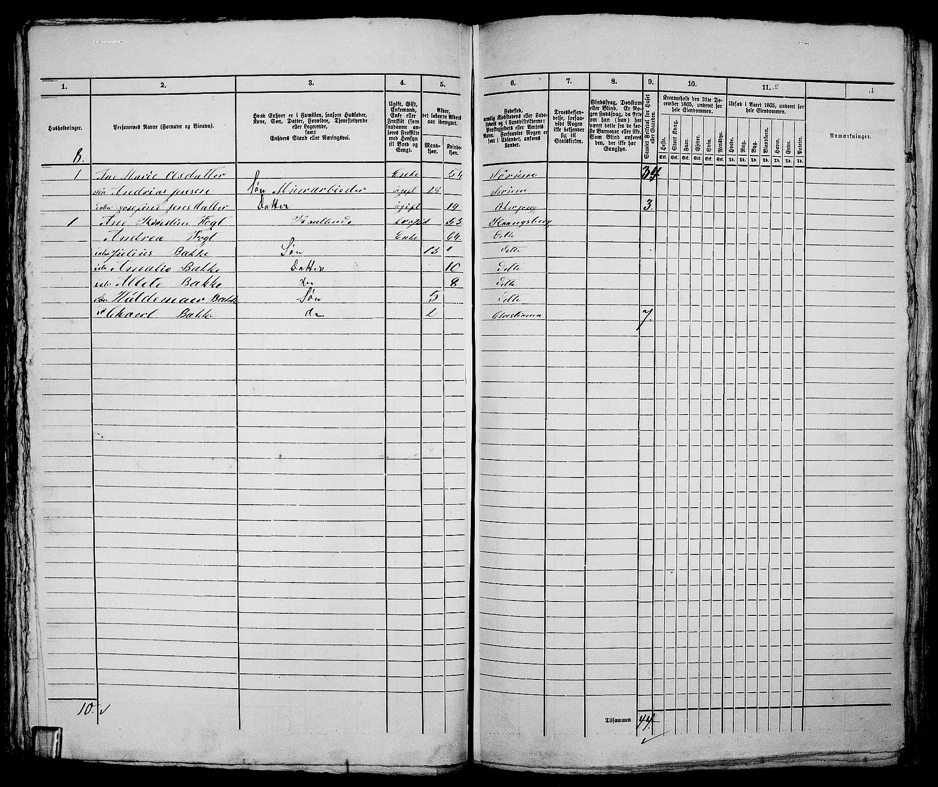 RA, 1865 census for Kristiania, 1865, p. 3316