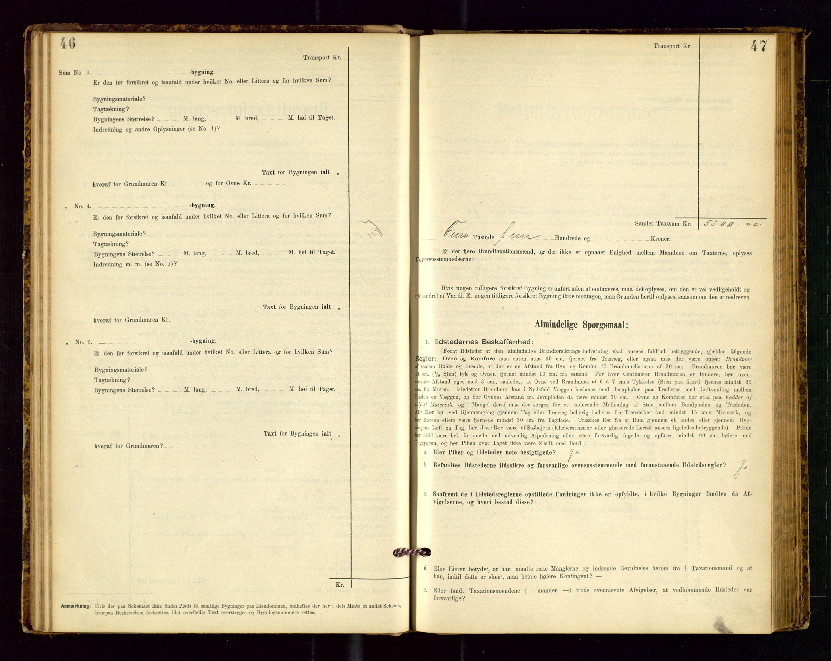 Avaldsnes lensmannskontor, AV/SAST-A-100286/Gob/L0001: "Brandtaxationsprotokol for Avaldsnes Lensmandsdistrikt Ryfylke Fogderi", 1894-1925, p. 46-47