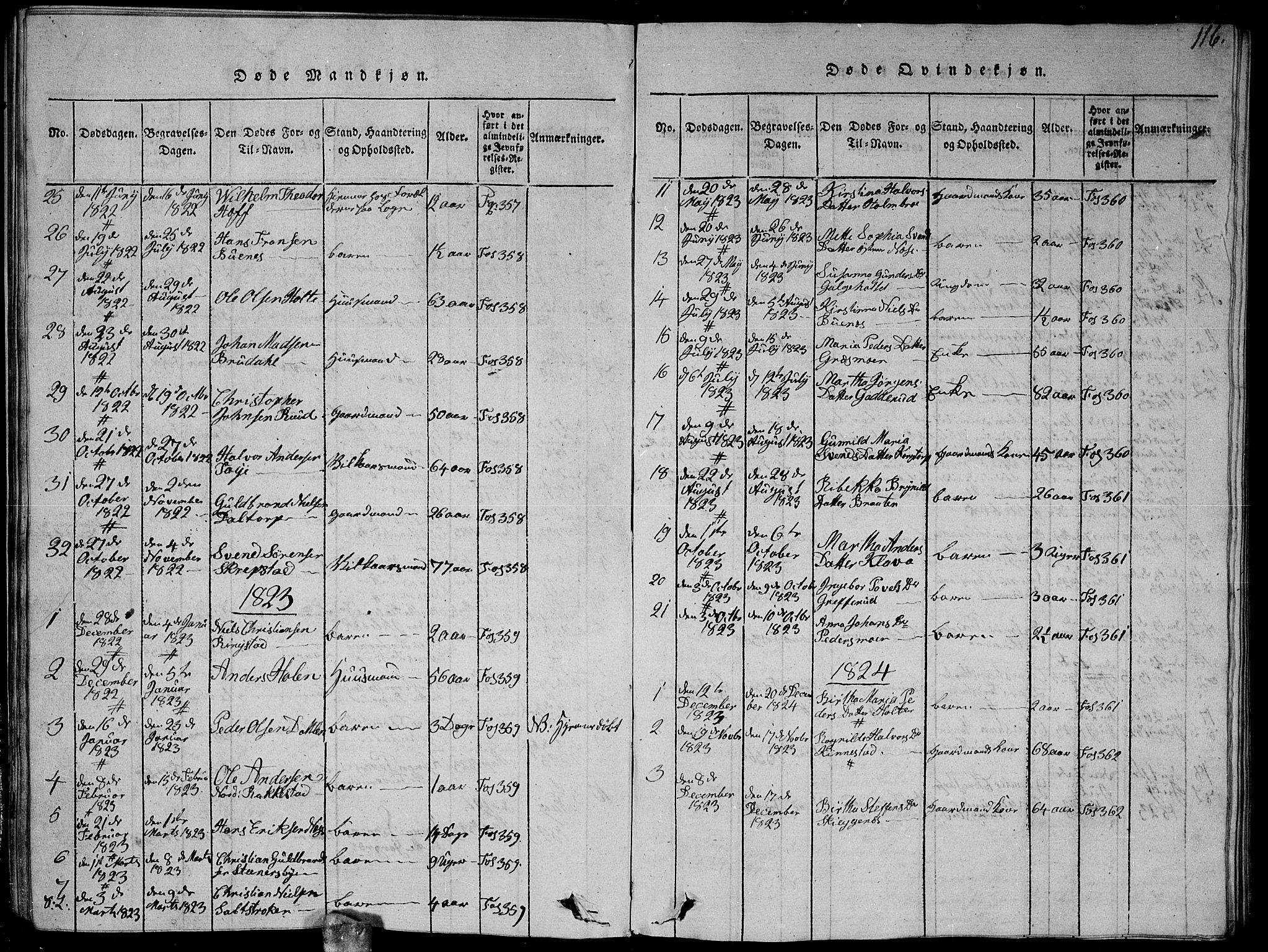 Høland prestekontor Kirkebøker, SAO/A-10346a/G/Ga/L0001: Parish register (copy) no. I 1, 1814-1827, p. 116