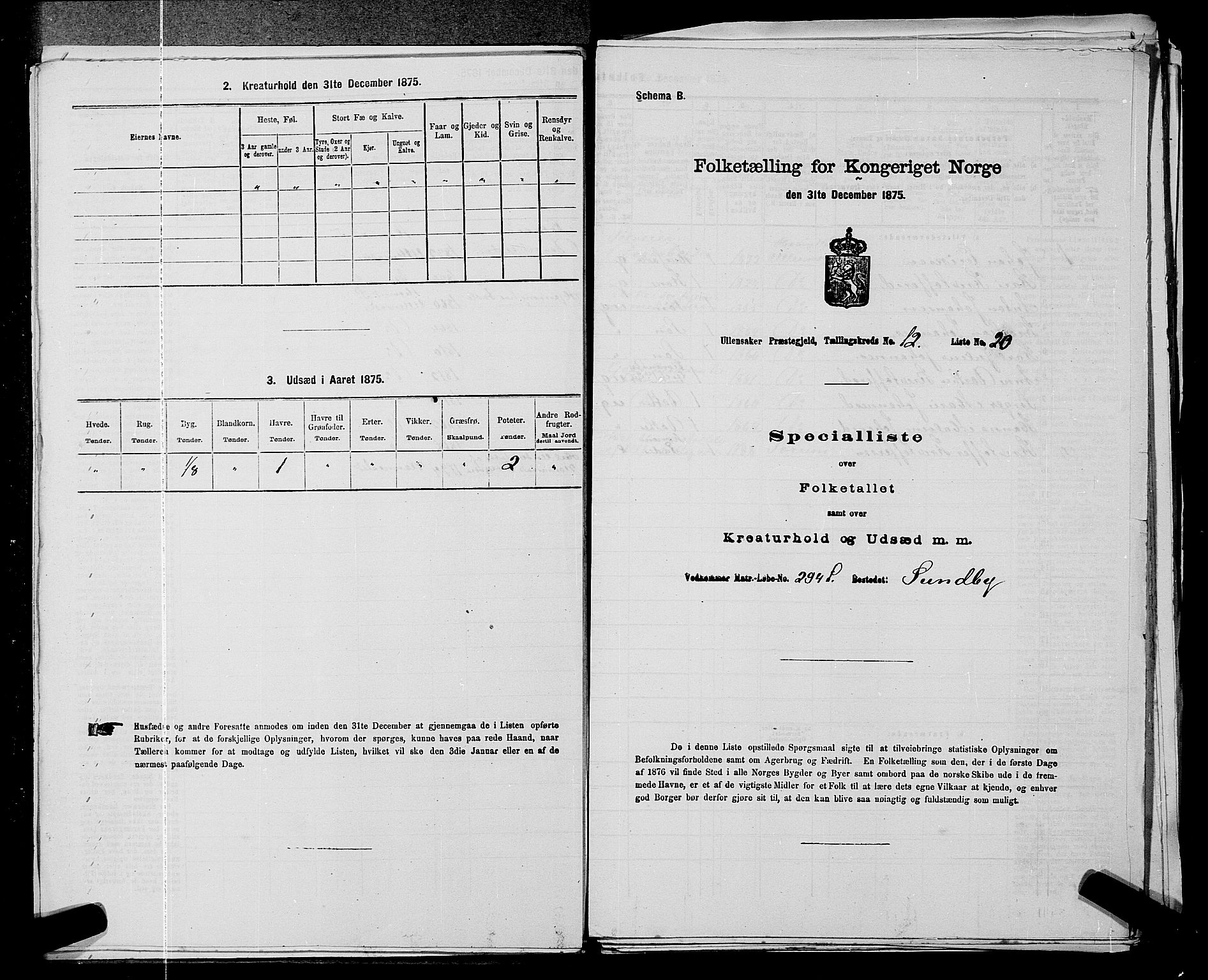 RA, 1875 census for 0235P Ullensaker, 1875, p. 1758