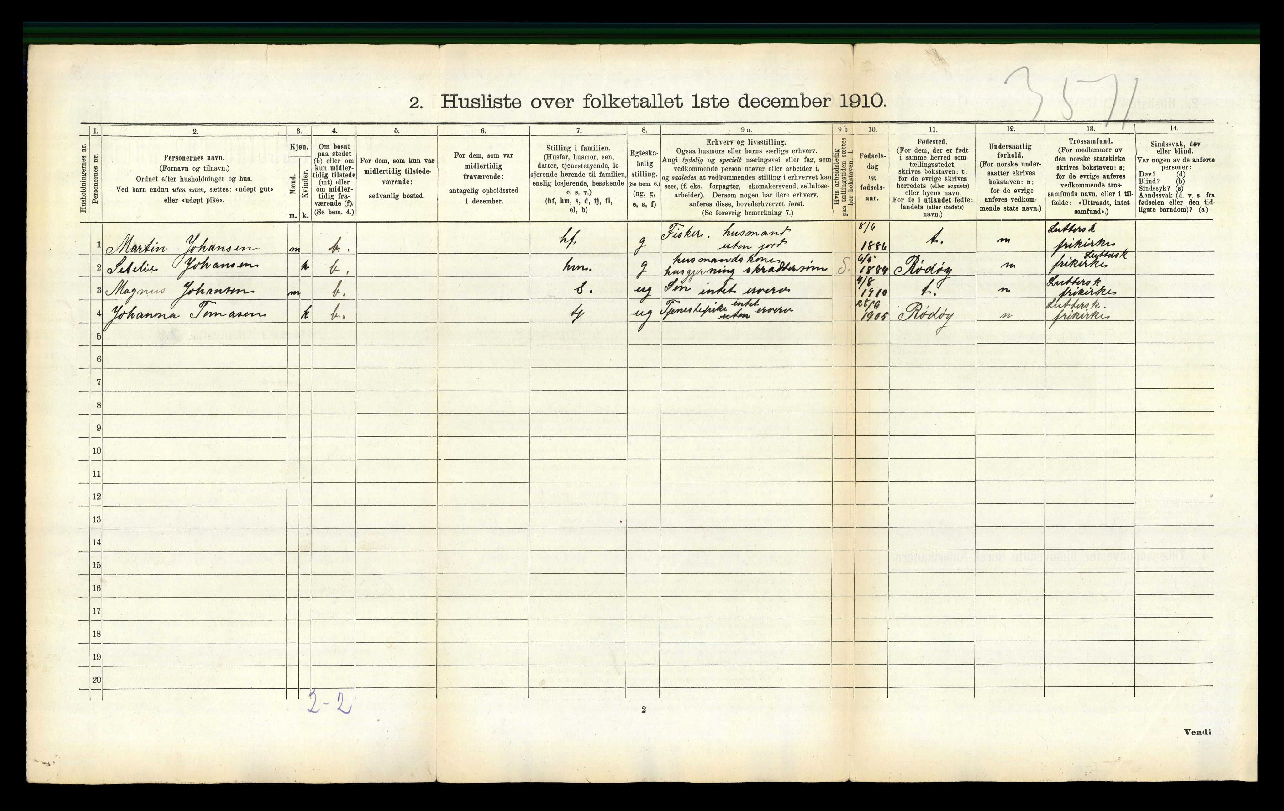 RA, 1910 census for Lurøy, 1910, p. 87