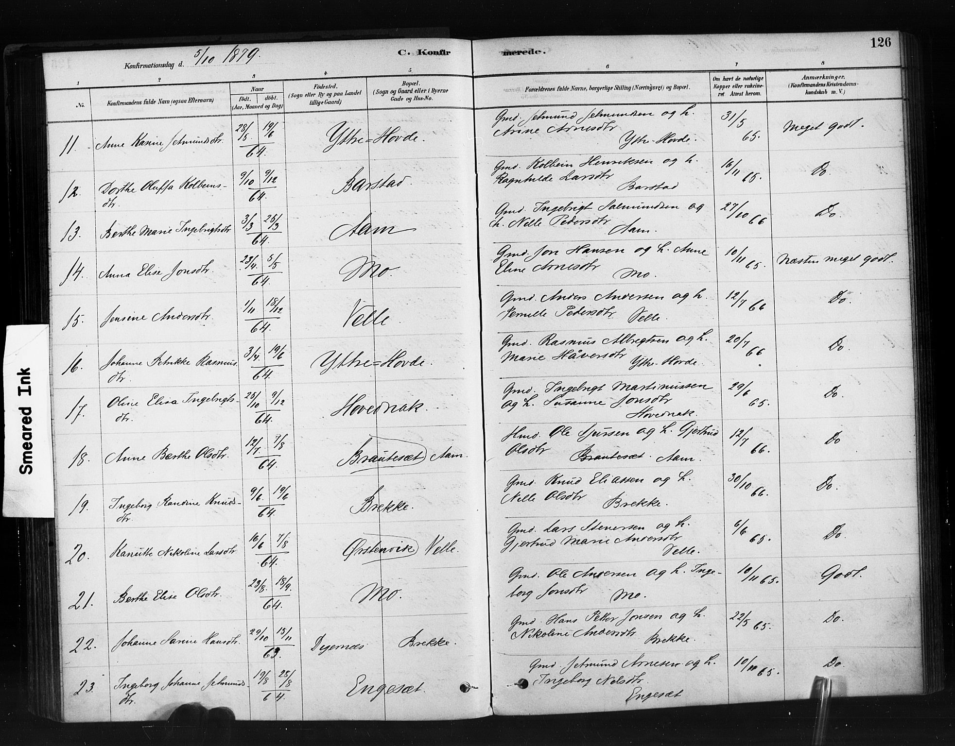 Ministerialprotokoller, klokkerbøker og fødselsregistre - Møre og Romsdal, AV/SAT-A-1454/513/L0176: Parish register (official) no. 513A03, 1877-1889, p. 126