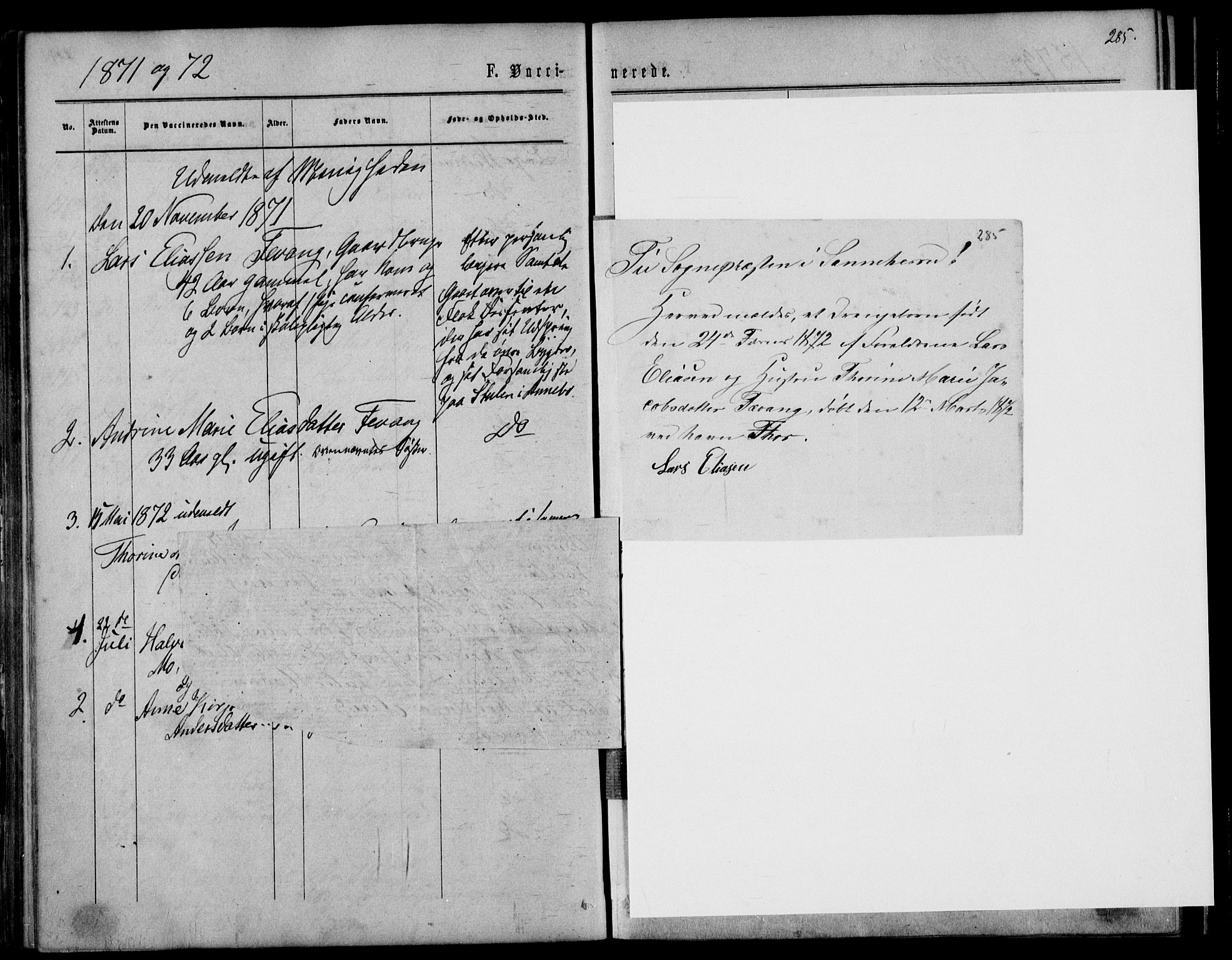 Sandar kirkebøker, AV/SAKO-A-243/F/Fa/L0009: Parish register (official) no. 9, 1862-1871, p. 285