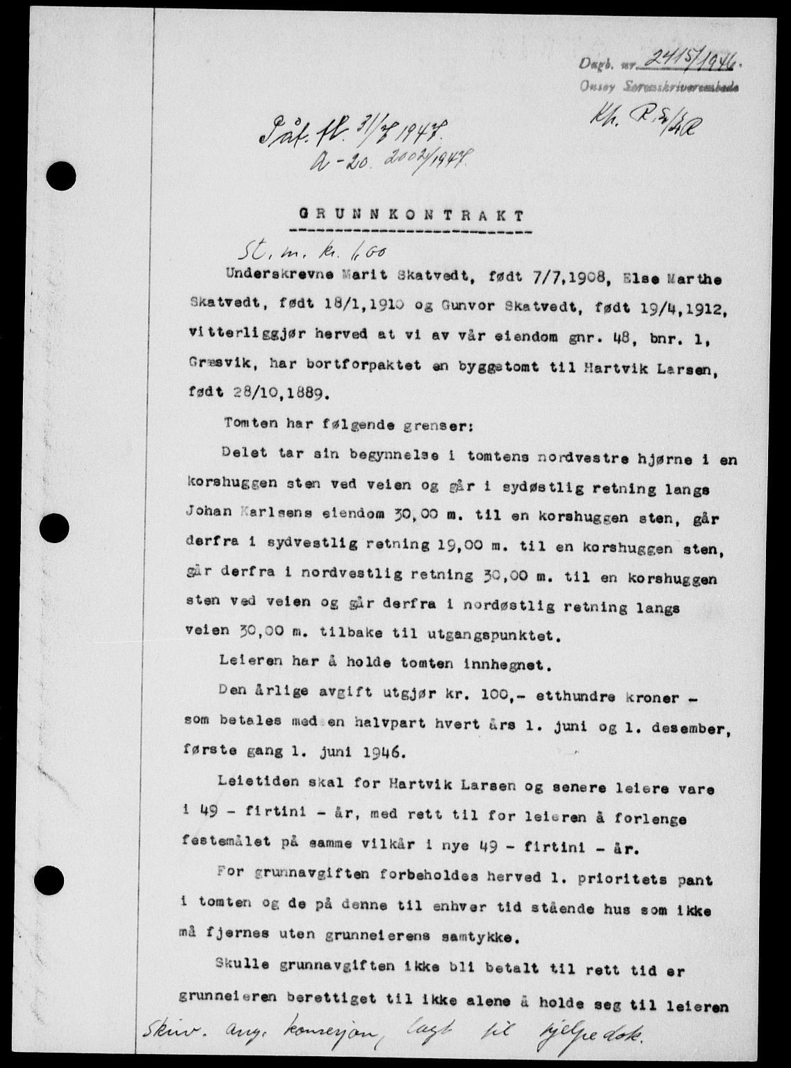 Onsøy sorenskriveri, SAO/A-10474/G/Ga/Gab/L0017: Mortgage book no. II A-17, 1946-1946, Diary no: : 2415/1946