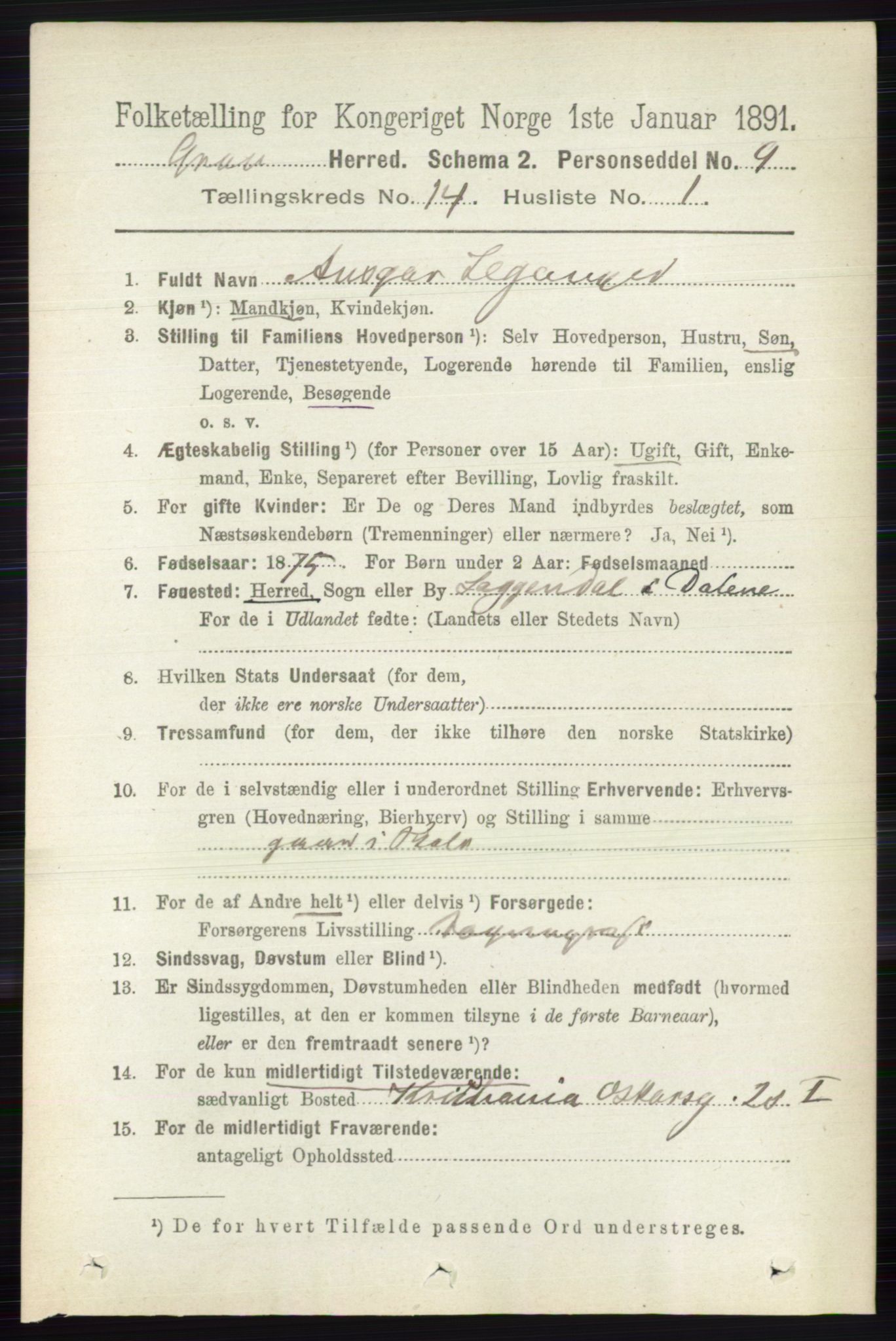 RA, 1891 census for 0534 Gran, 1891, p. 6982