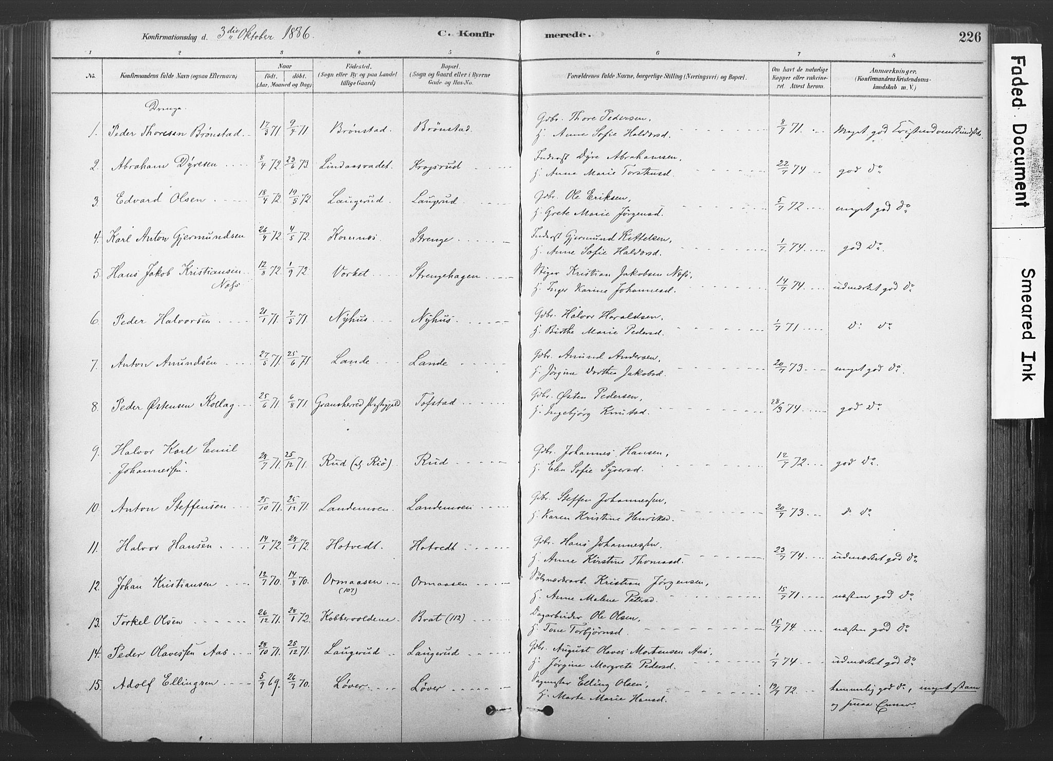 Sandsvær kirkebøker, SAKO/A-244/F/Fd/L0001: Parish register (official) no. IV 1, 1878-1906, p. 226
