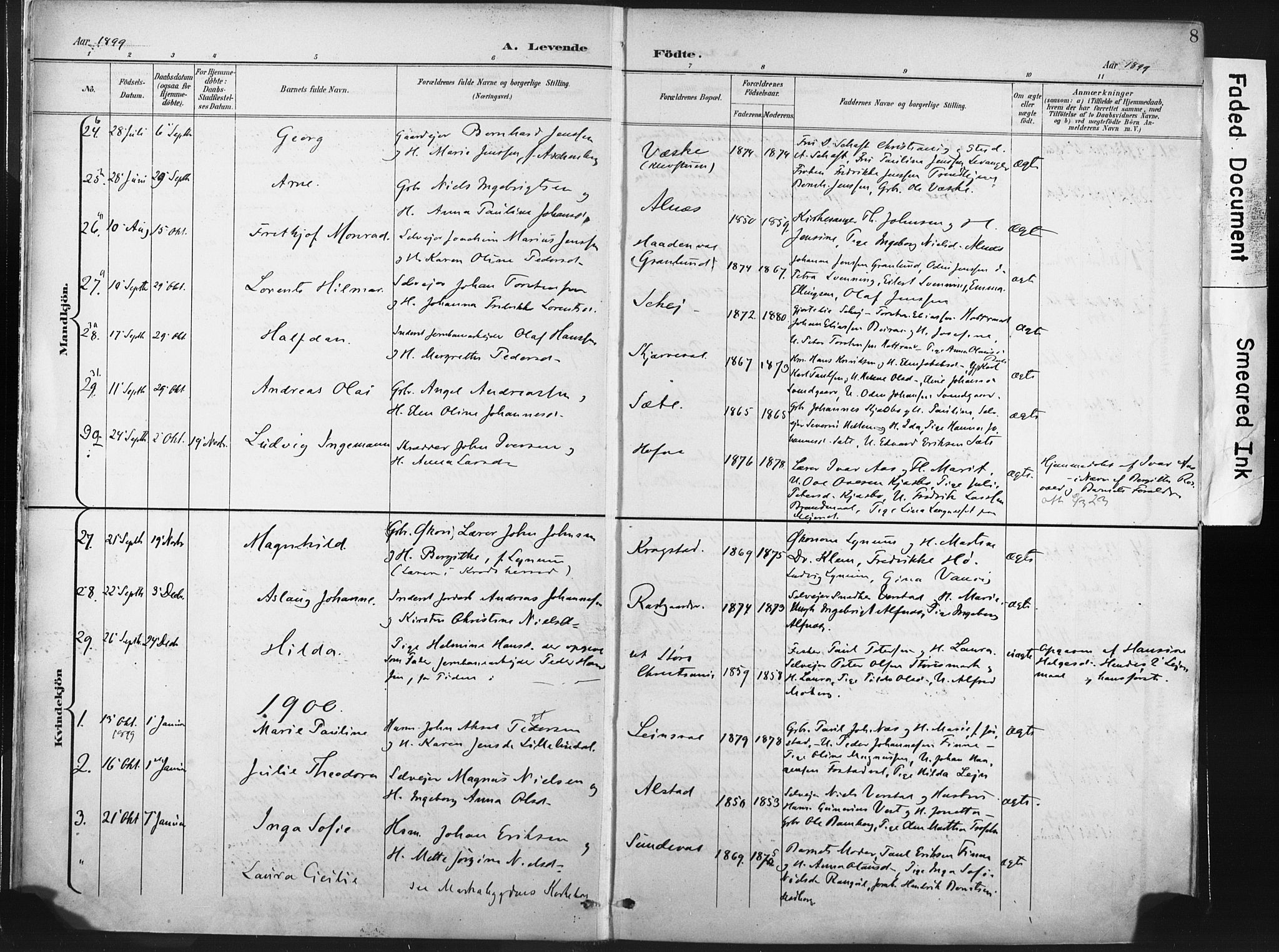 Ministerialprotokoller, klokkerbøker og fødselsregistre - Nord-Trøndelag, AV/SAT-A-1458/717/L0162: Parish register (official) no. 717A12, 1898-1923, p. 8
