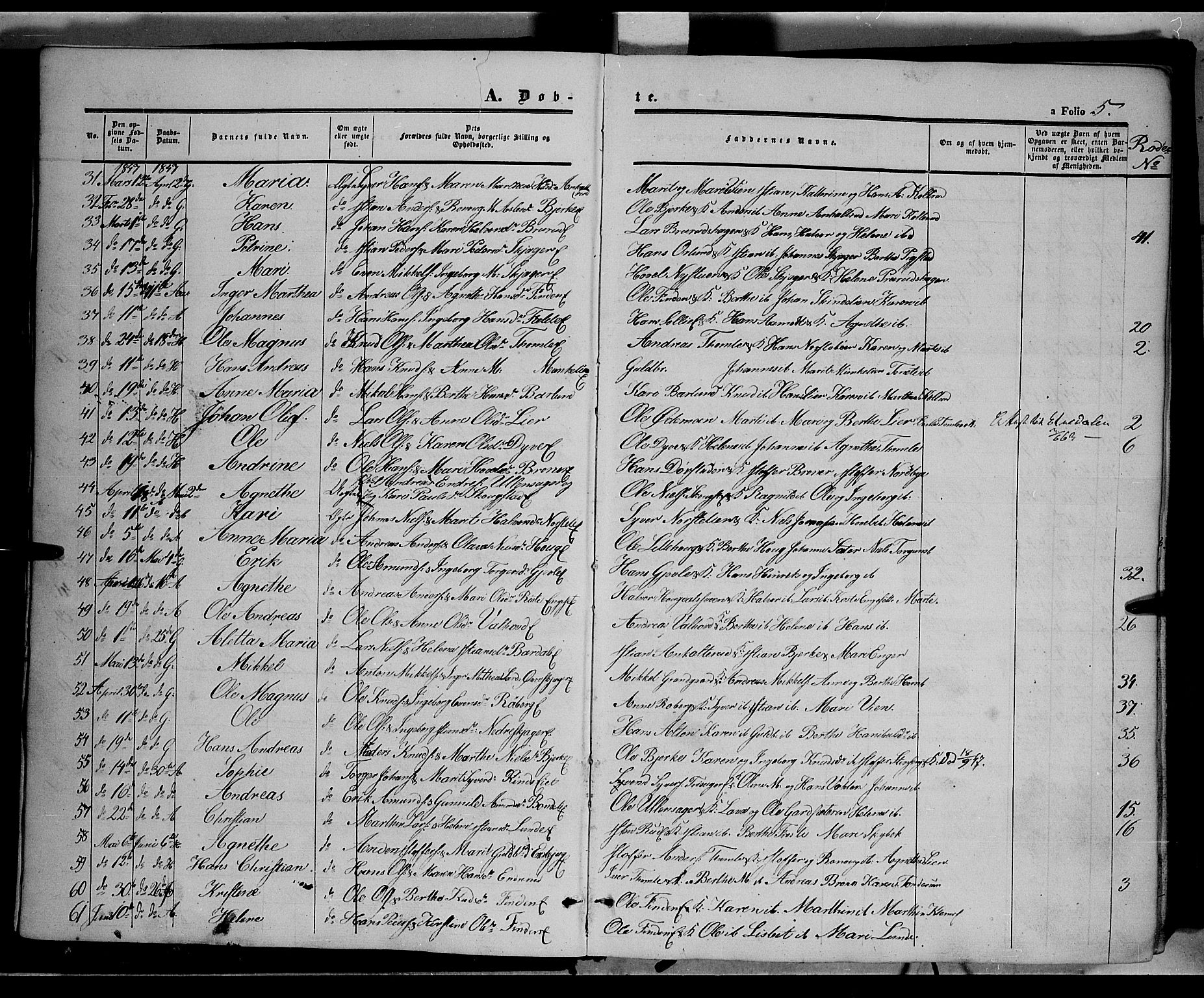 Land prestekontor, SAH/PREST-120/H/Ha/Haa/L0010: Parish register (official) no. 10, 1847-1859, p. 5
