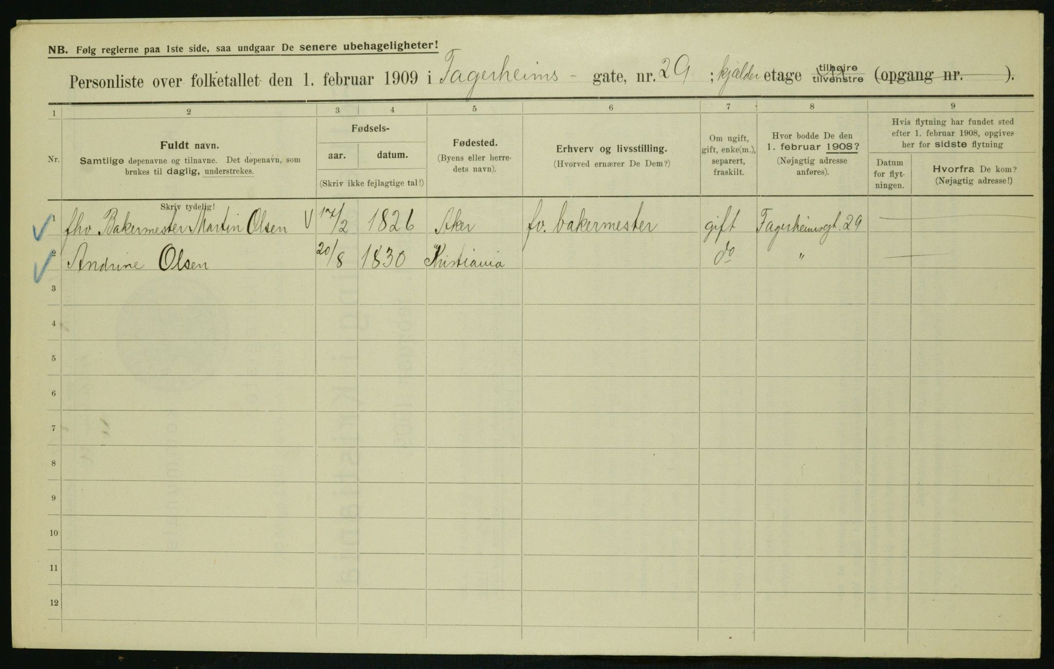 OBA, Municipal Census 1909 for Kristiania, 1909, p. 20903