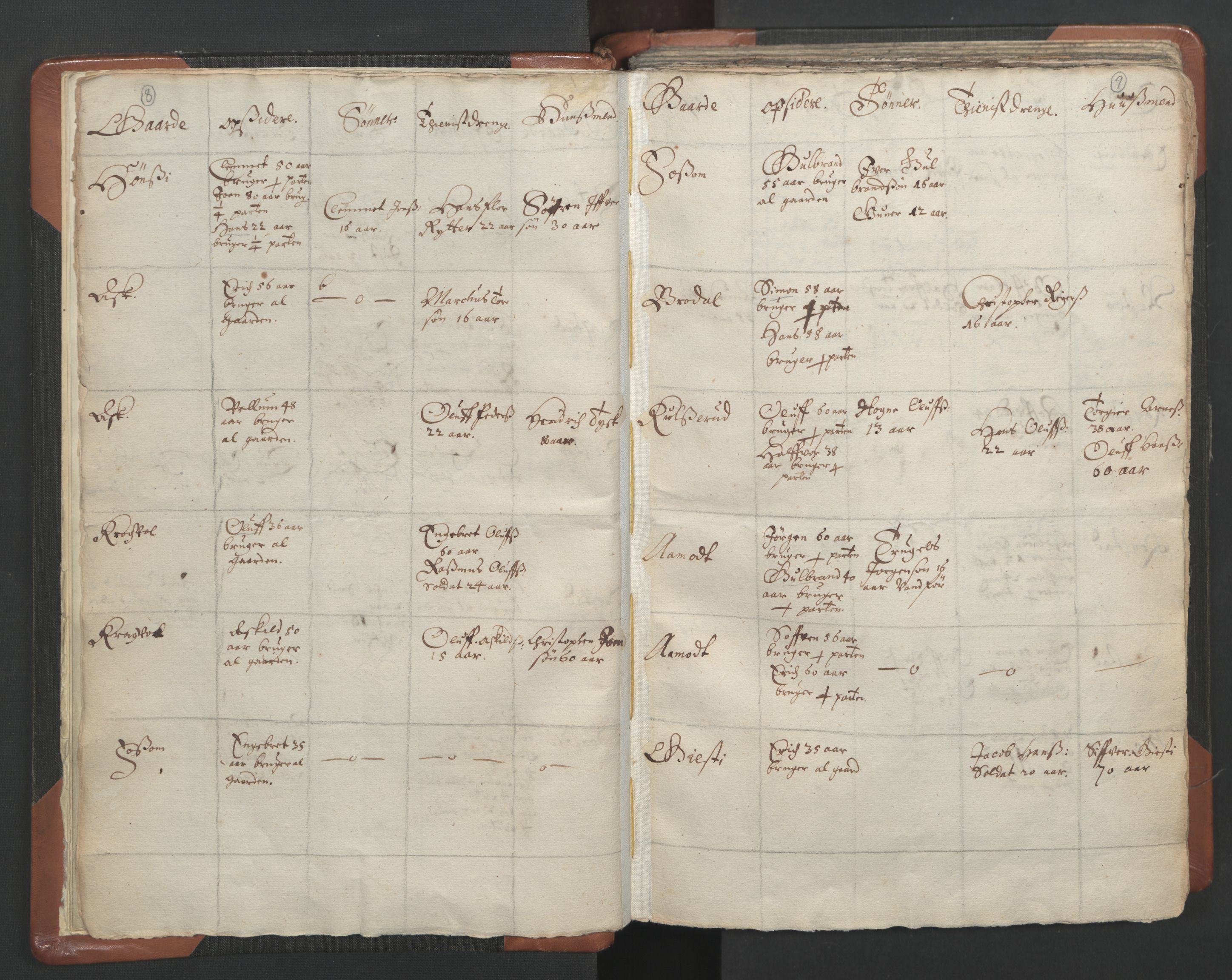 RA, Vicar's Census 1664-1666, no. 4: Øvre Romerike deanery, 1664-1666, p. 8-9