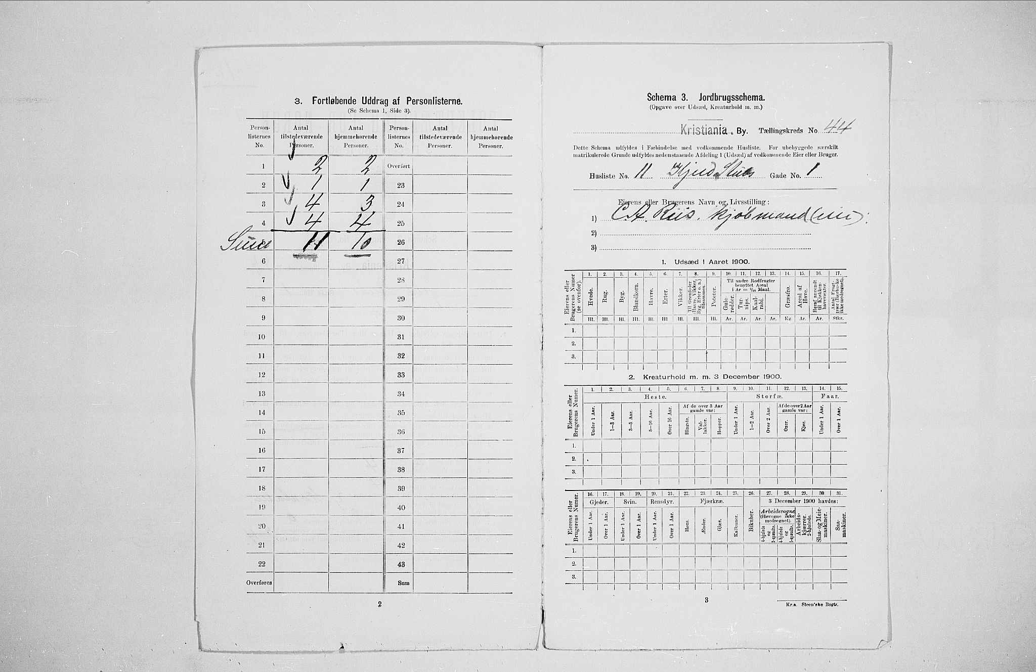 SAO, 1900 census for Kristiania, 1900, p. 47314
