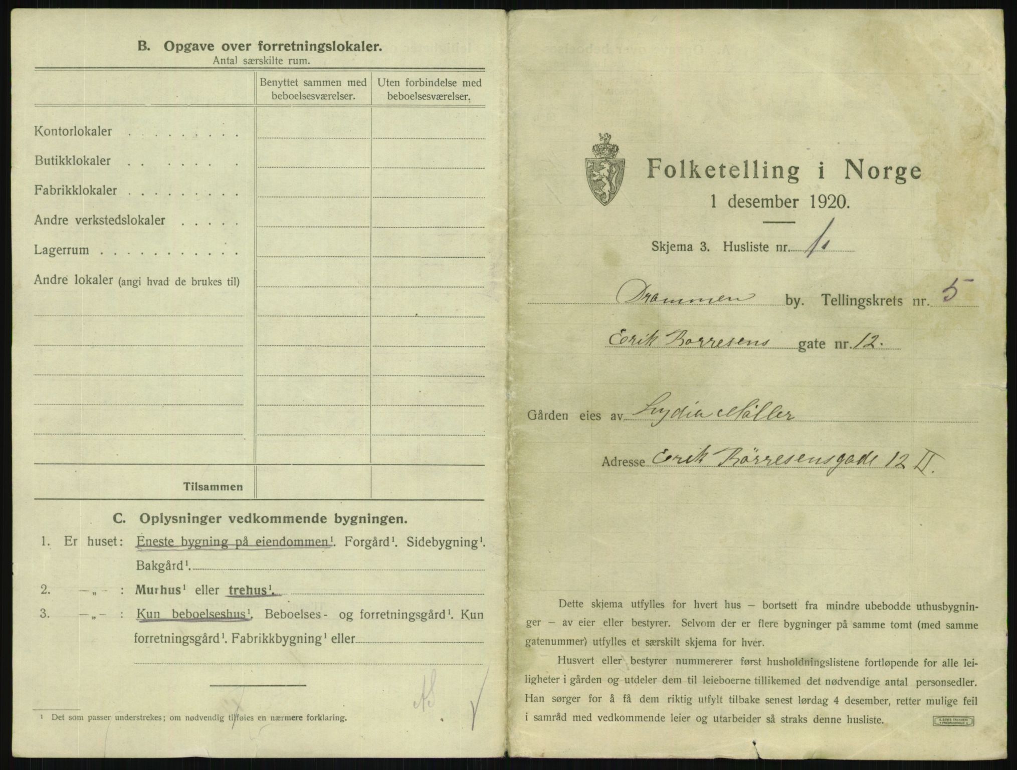 SAKO, 1920 census for Drammen, 1920, p. 2088