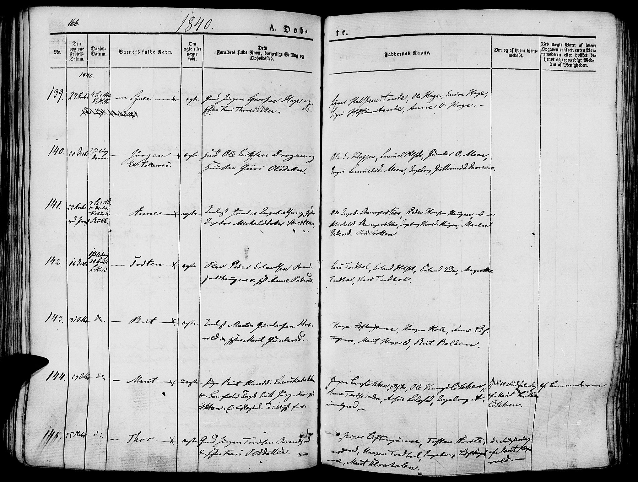 Lesja prestekontor, SAH/PREST-068/H/Ha/Haa/L0005: Parish register (official) no. 5, 1830-1842, p. 166