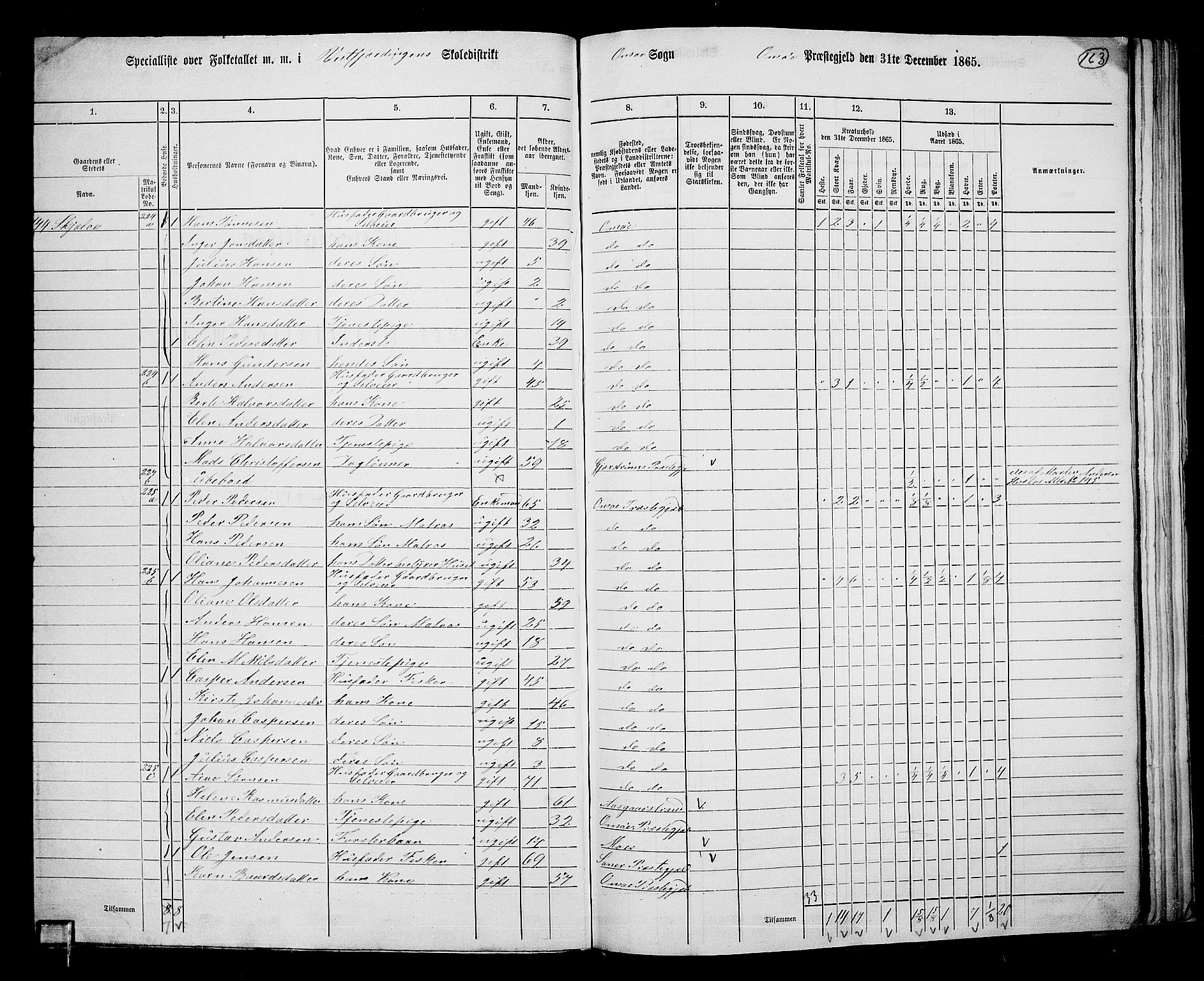 RA, 1865 census for Onsøy, 1865, p. 149