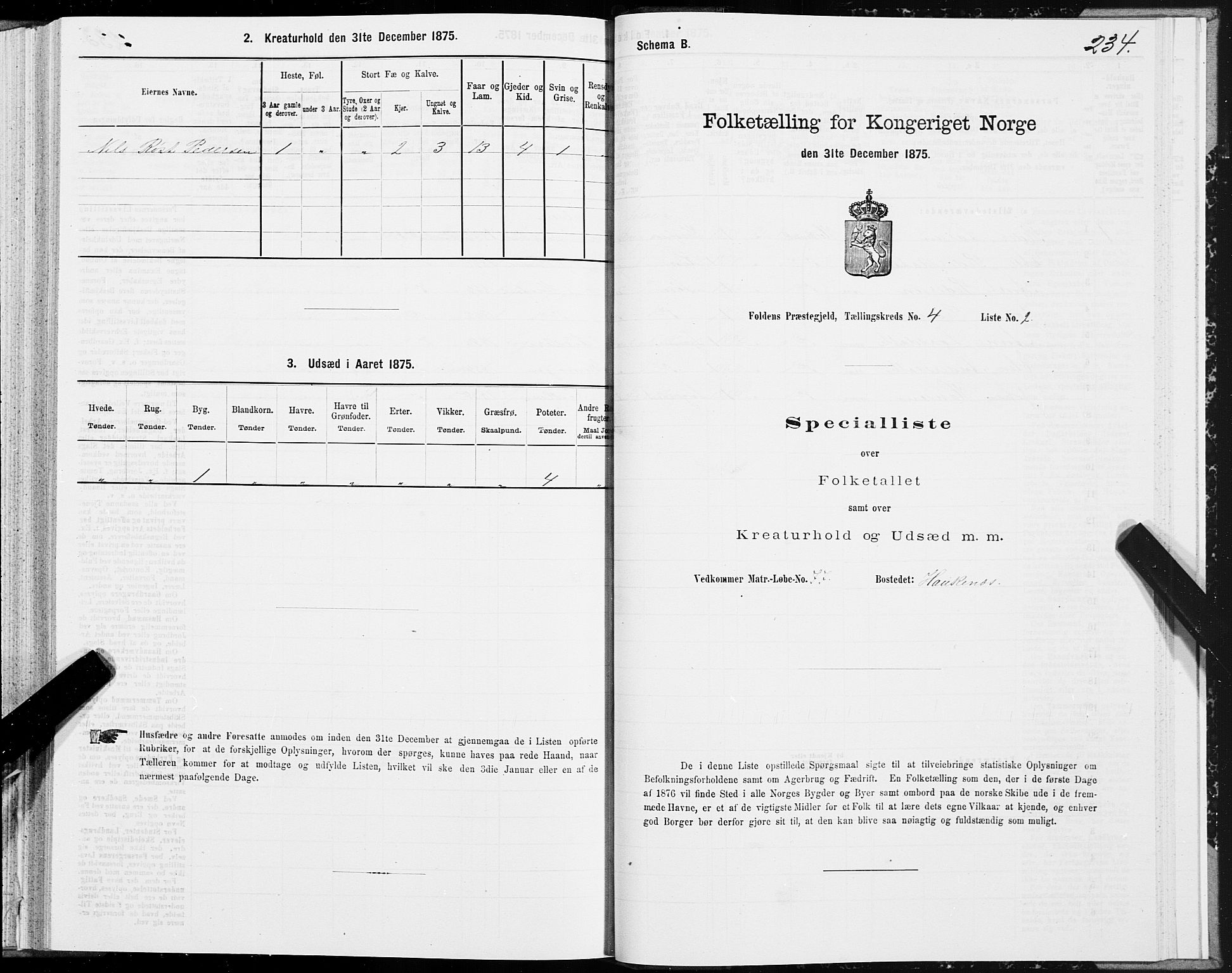 SAT, 1875 census for 1845P Folda, 1875, p. 1234