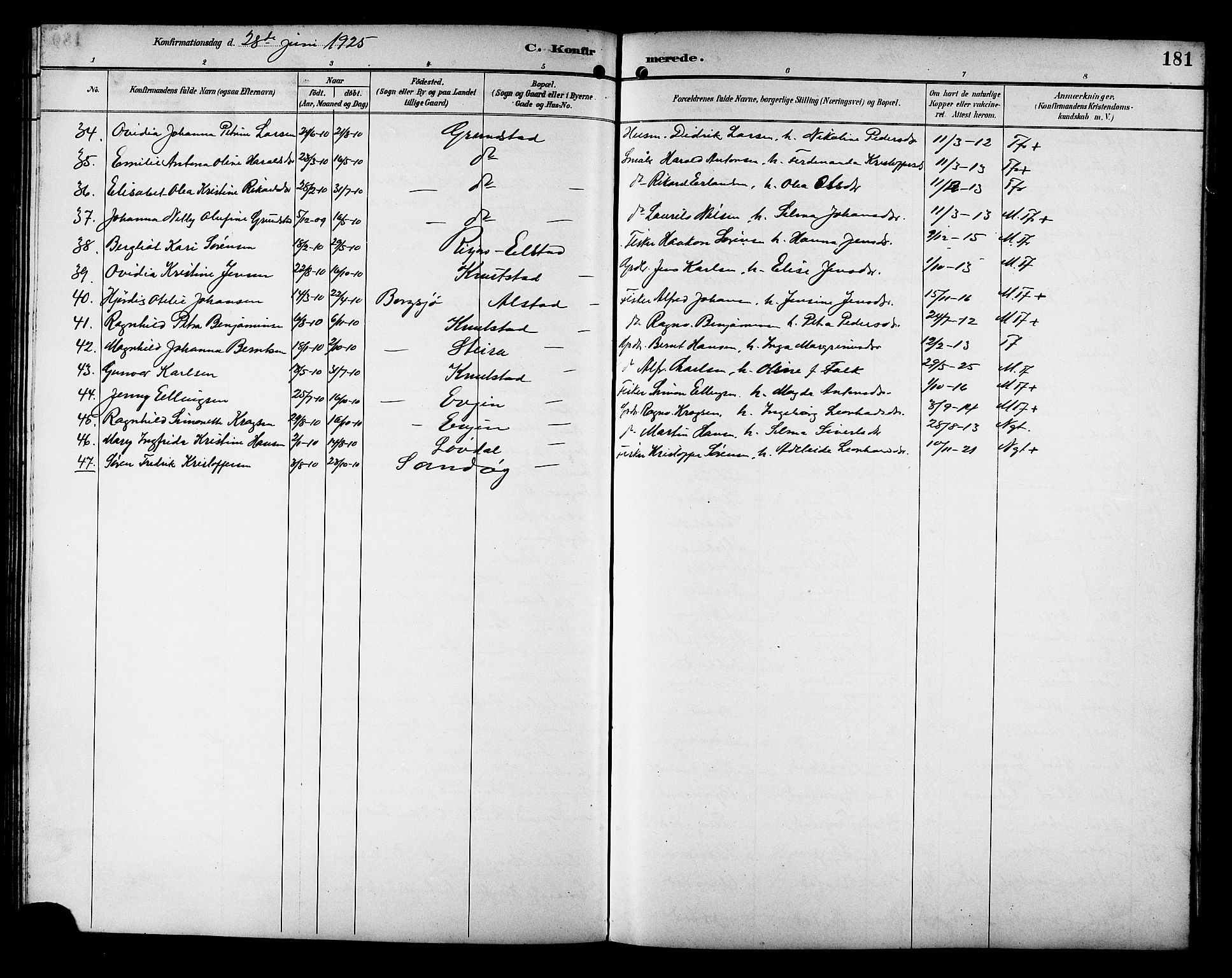 Ministerialprotokoller, klokkerbøker og fødselsregistre - Nordland, SAT/A-1459/880/L1141: Parish register (copy) no. 880C03, 1893-1928, p. 181