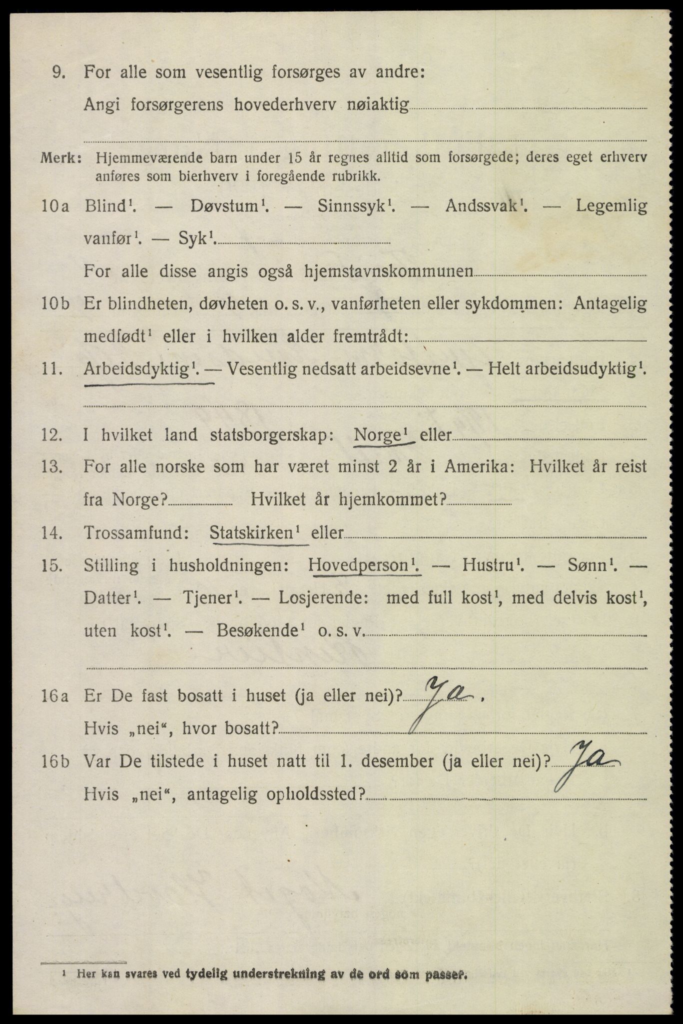 SAK, 1920 census for Tveit, 1920, p. 2013