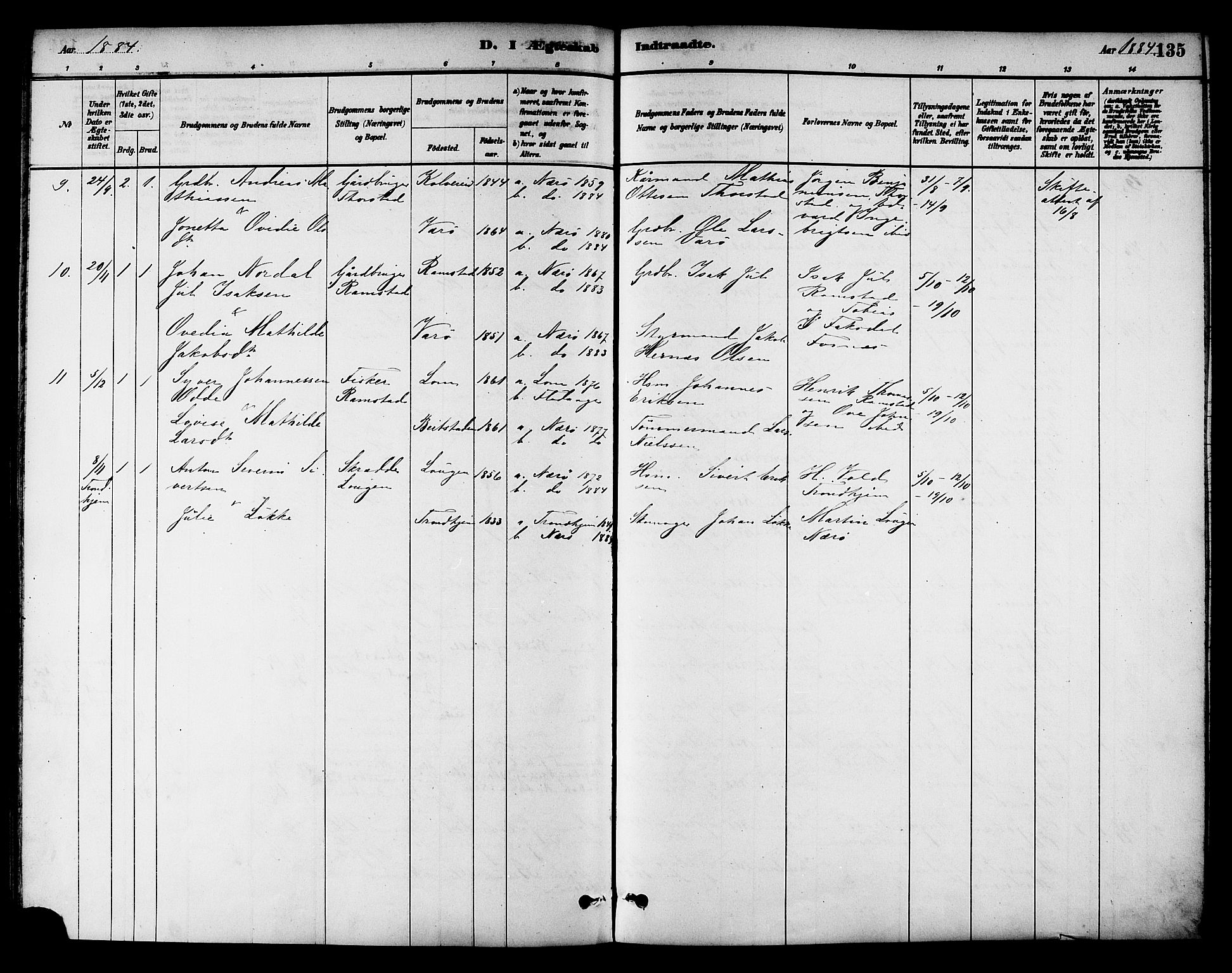 Ministerialprotokoller, klokkerbøker og fødselsregistre - Nord-Trøndelag, SAT/A-1458/784/L0672: Parish register (official) no. 784A07, 1880-1887, p. 135