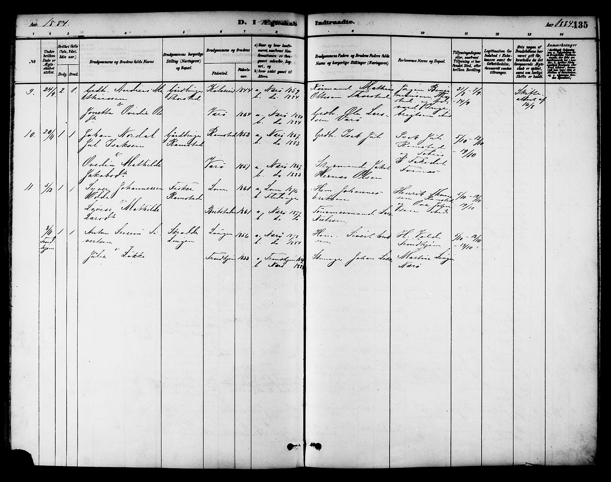 Ministerialprotokoller, klokkerbøker og fødselsregistre - Nord-Trøndelag, AV/SAT-A-1458/784/L0672: Parish register (official) no. 784A07, 1880-1887, p. 135