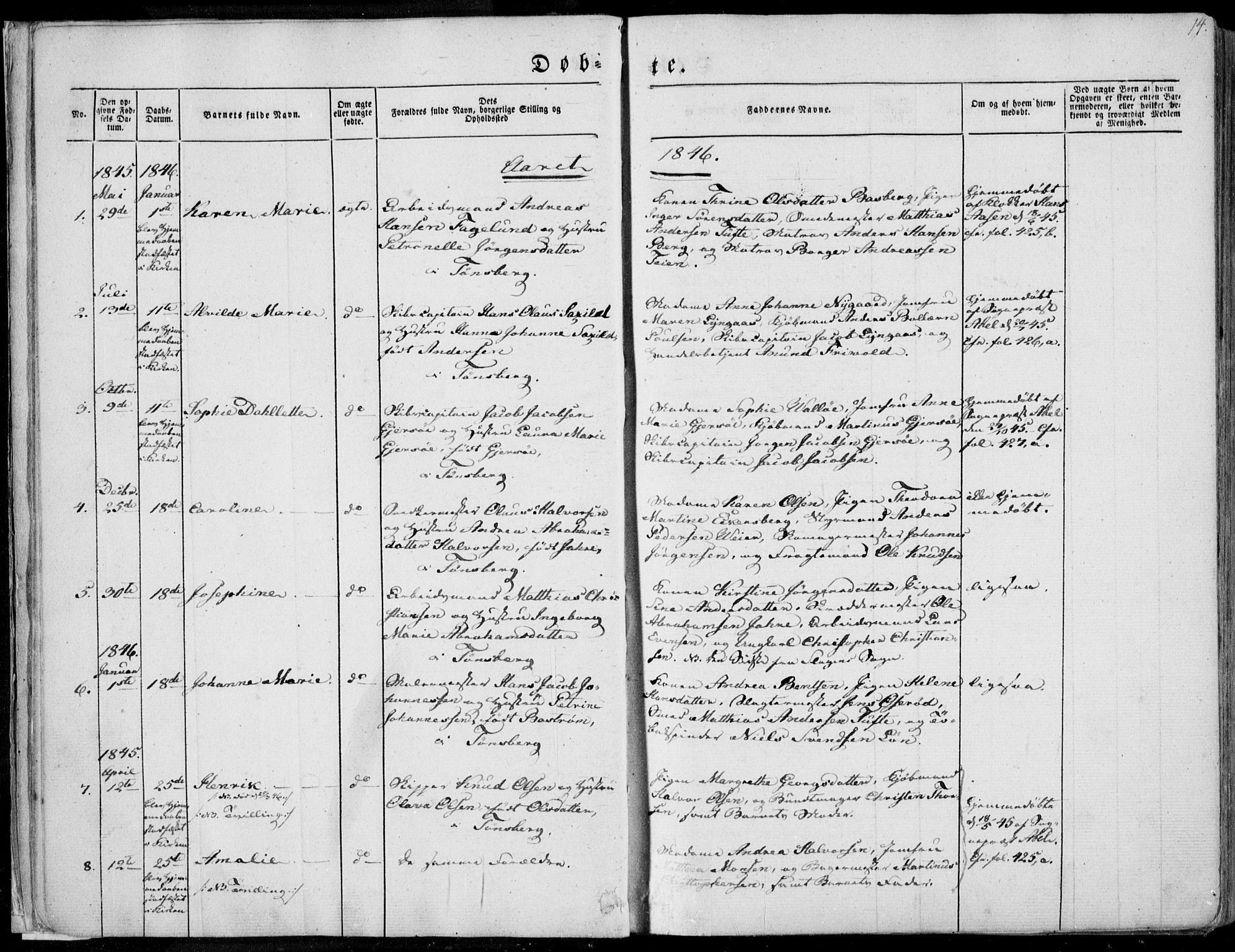 Tønsberg kirkebøker, SAKO/A-330/F/Fa/L0007: Parish register (official) no. I 7, 1845-1854, p. 14