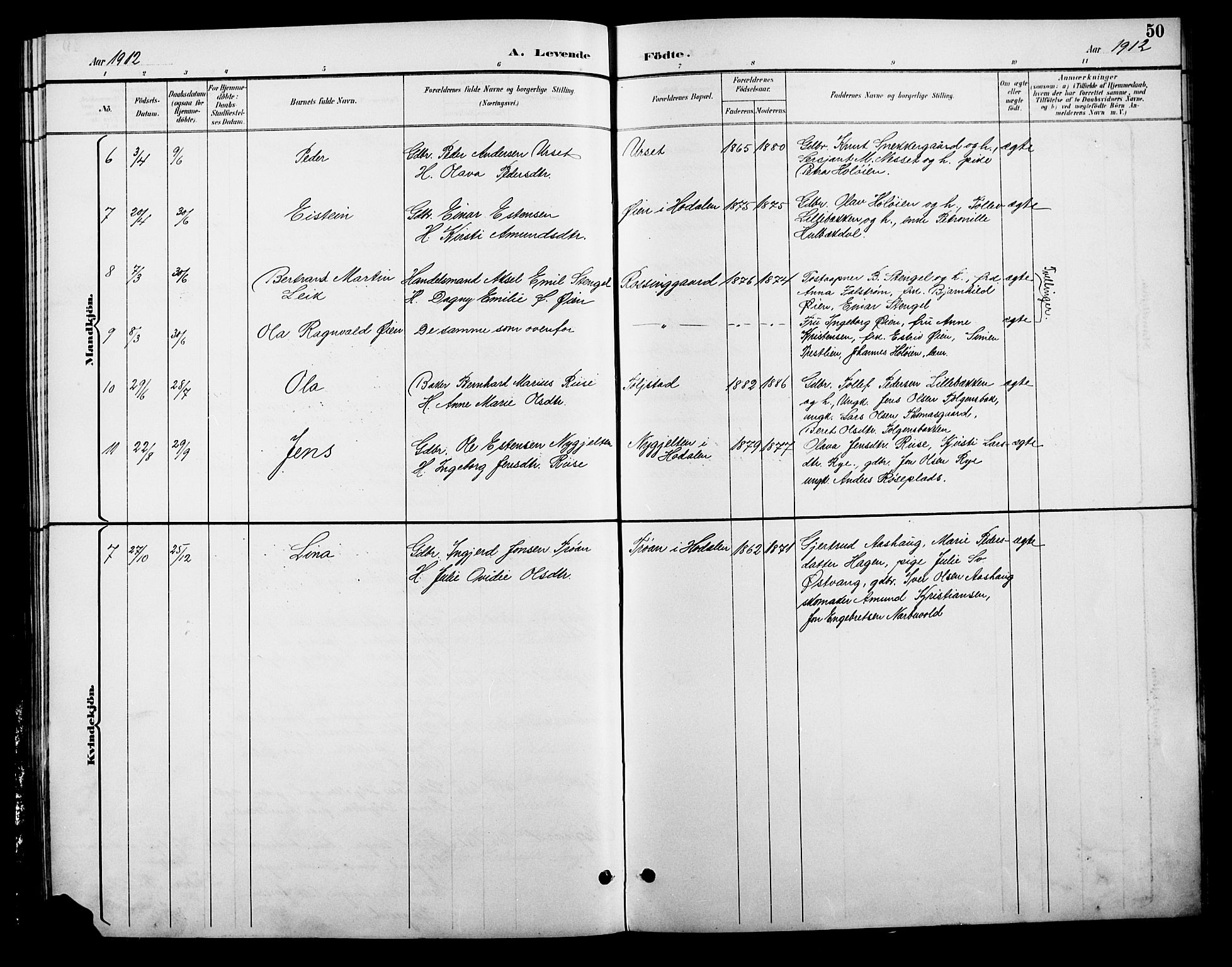 Tolga prestekontor, SAH/PREST-062/L/L0009: Parish register (copy) no. 9, 1892-1919, p. 50