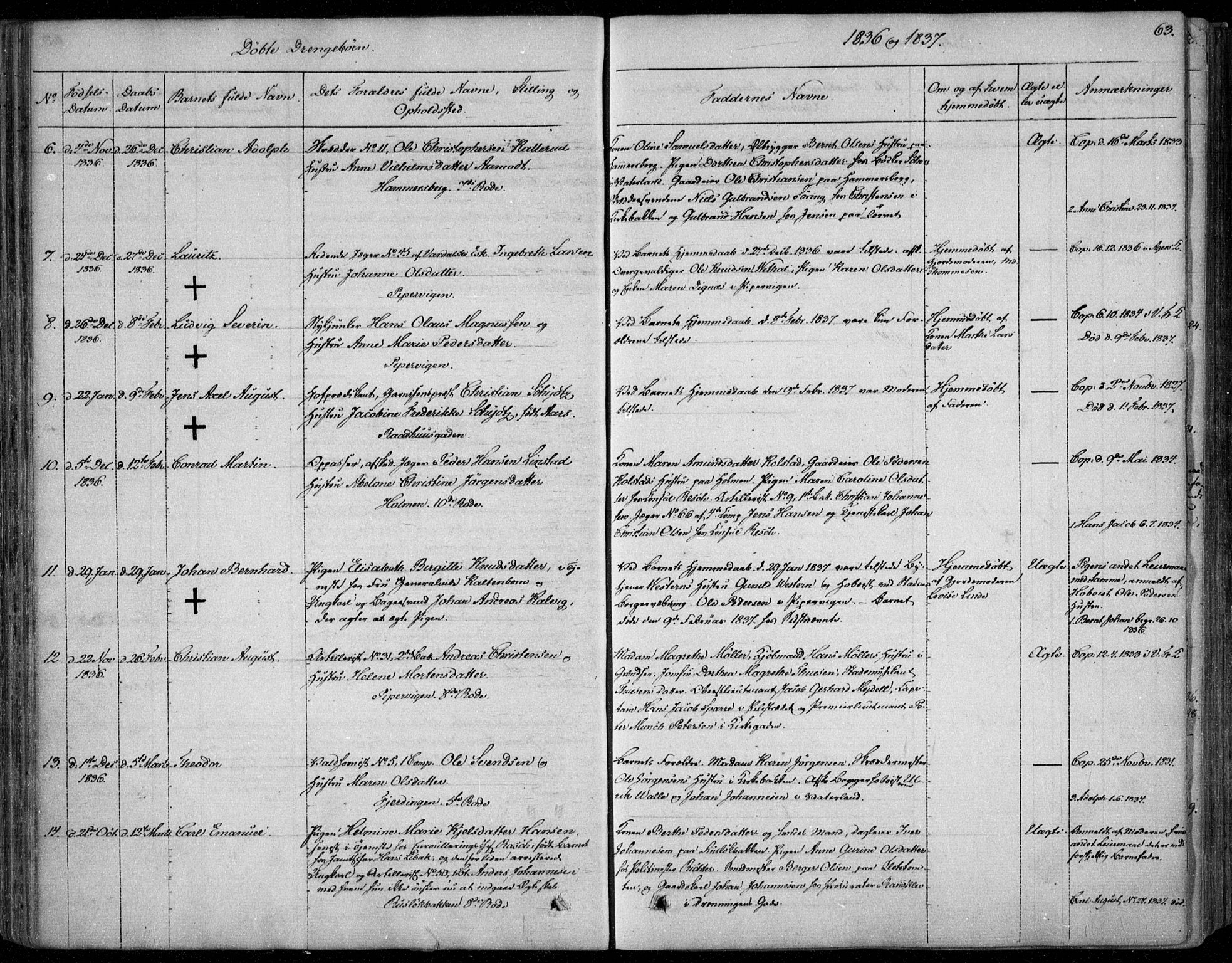 Garnisonsmenigheten Kirkebøker, SAO/A-10846/F/Fa/L0006: Parish register (official) no. 6, 1828-1841, p. 63
