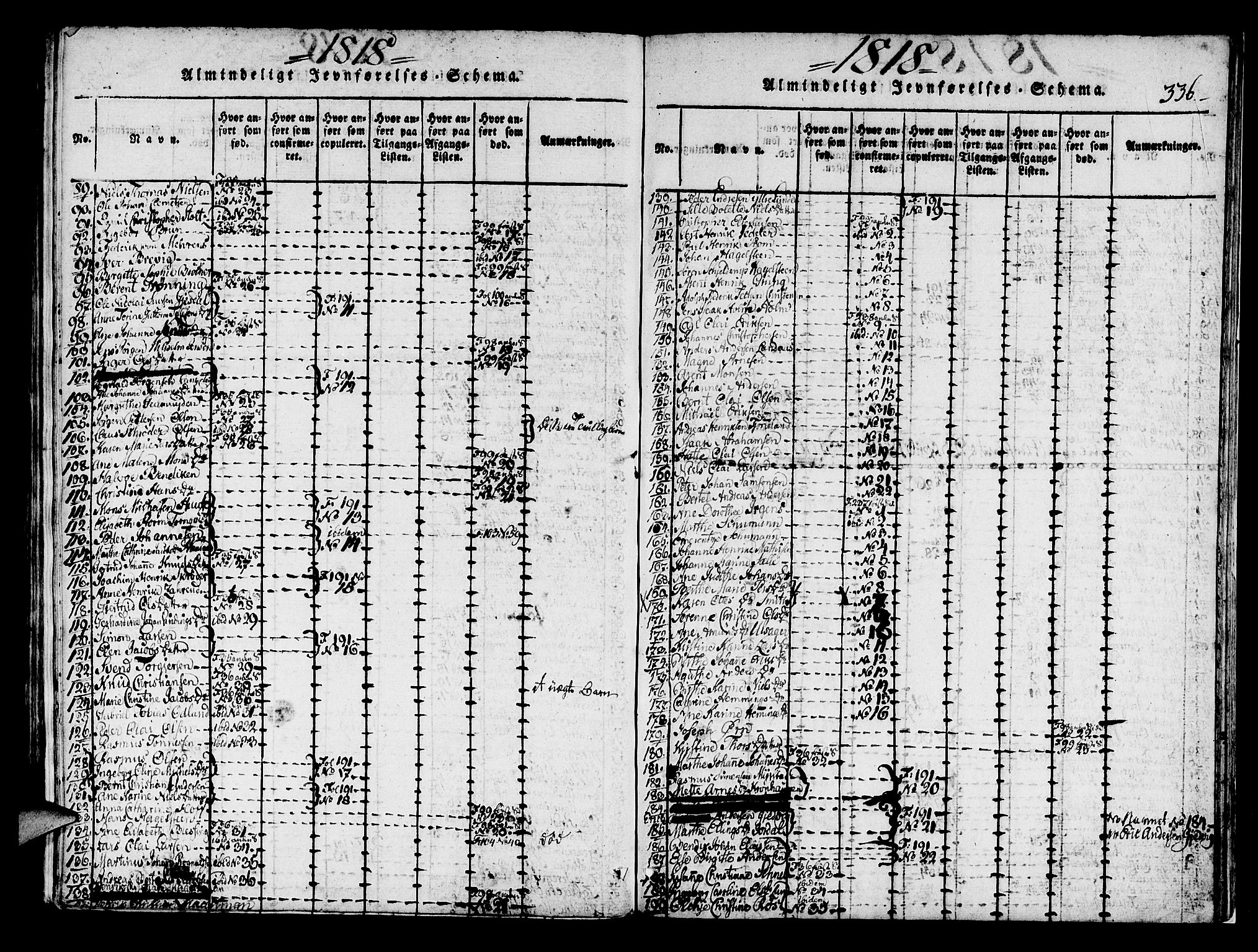 Korskirken sokneprestembete, AV/SAB-A-76101/H/Haa/L0013: Parish register (official) no. A 13, 1815-1822, p. 336