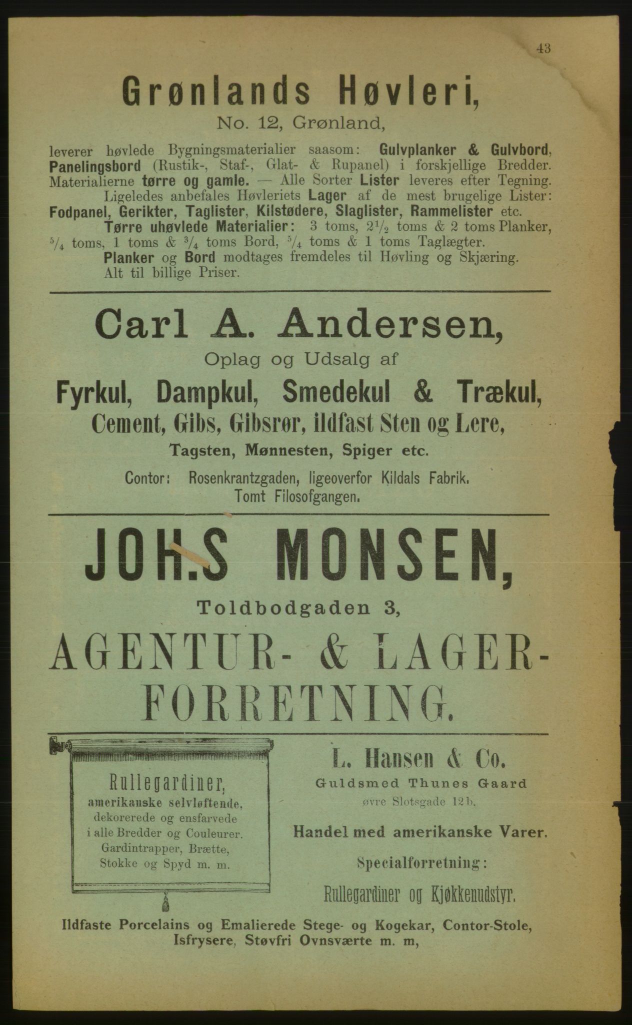 Kristiania/Oslo adressebok, PUBL/-, 1883, p. 43