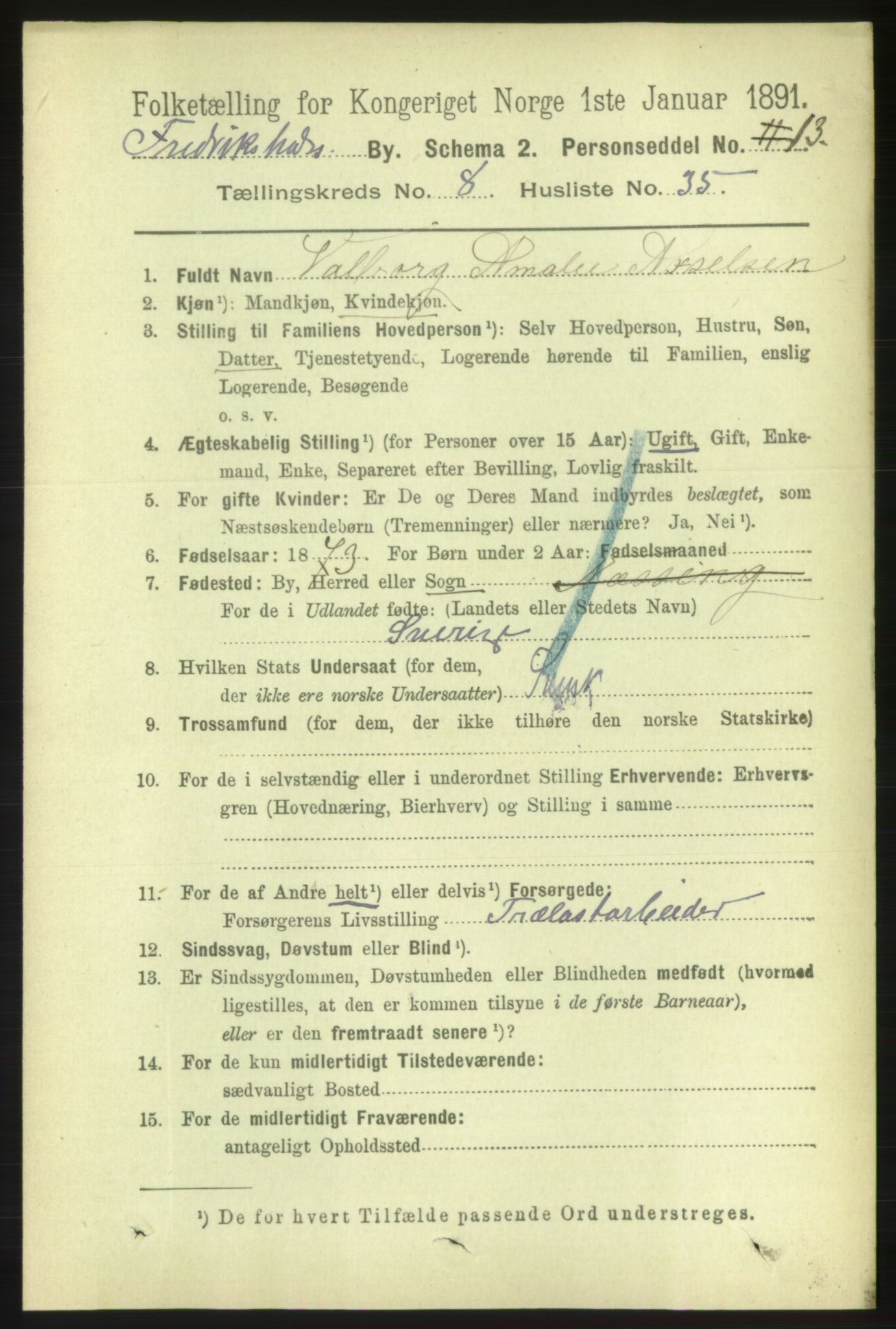 RA, 1891 census for 0101 Fredrikshald, 1891, p. 5905