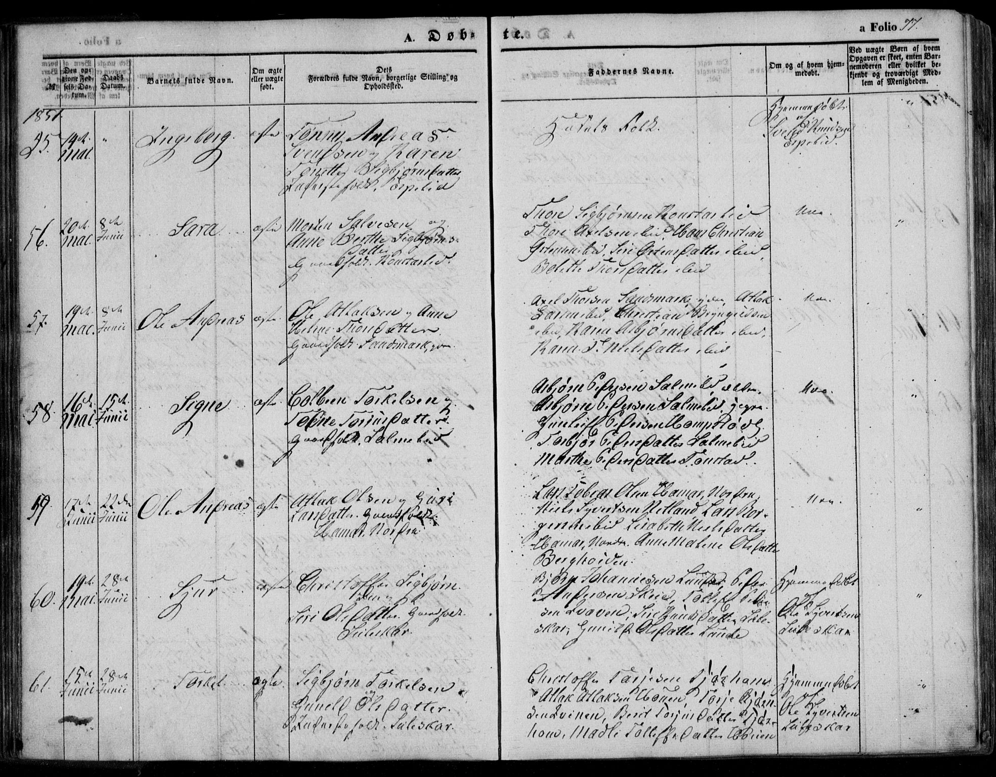 Bakke sokneprestkontor, AV/SAK-1111-0002/F/Fa/Faa/L0005: Parish register (official) no. A 5, 1847-1855, p. 77