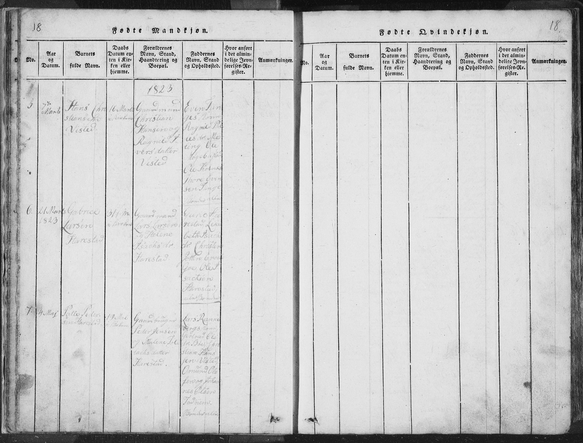 Hetland sokneprestkontor, AV/SAST-A-101826/30/30BA/L0001: Parish register (official) no. A 1, 1816-1856, p. 18