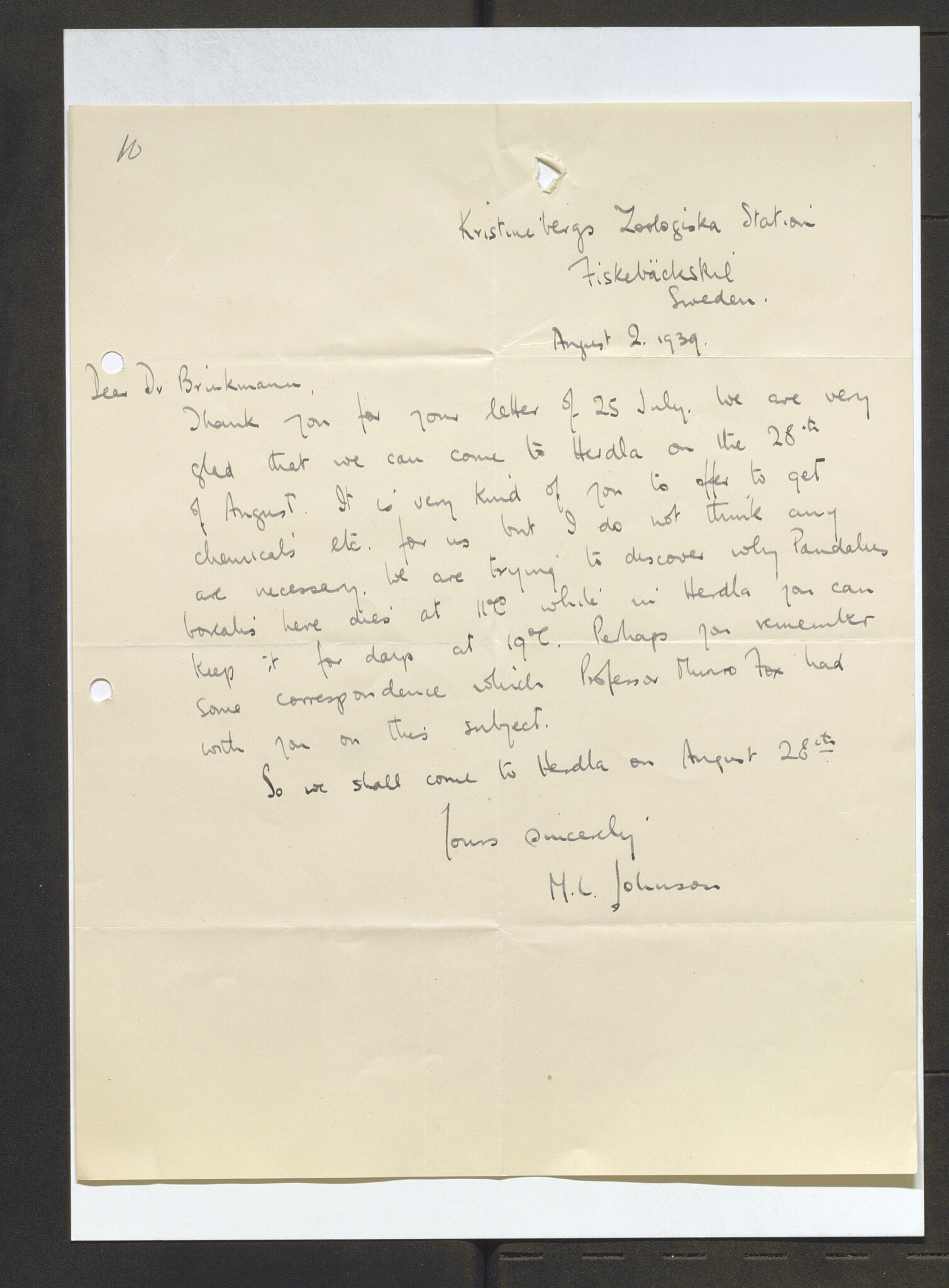 Bergens Museum, AV/SAB-A-17301/13/D/L0002: Korrespondanse , 1928-1940, p. 608
