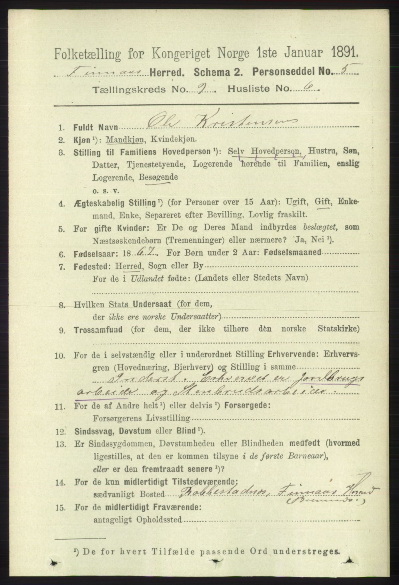 RA, 1891 census for 1218 Finnås, 1891, p. 3970