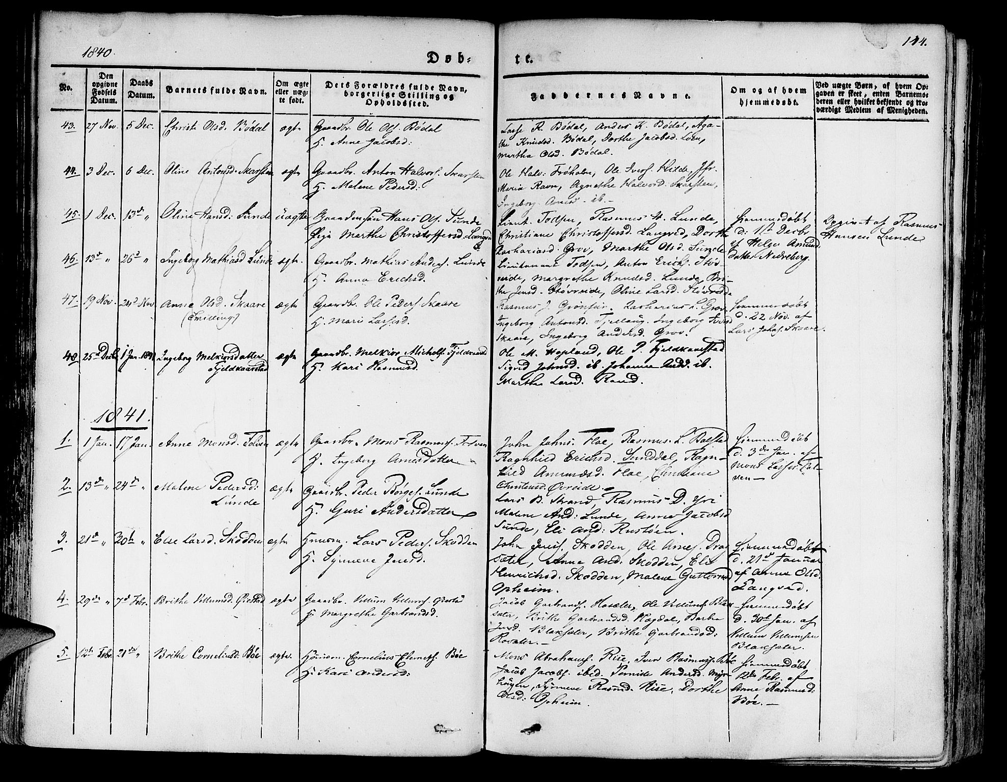 Innvik sokneprestembete, SAB/A-80501: Parish register (official) no. A 4I, 1831-1846, p. 144