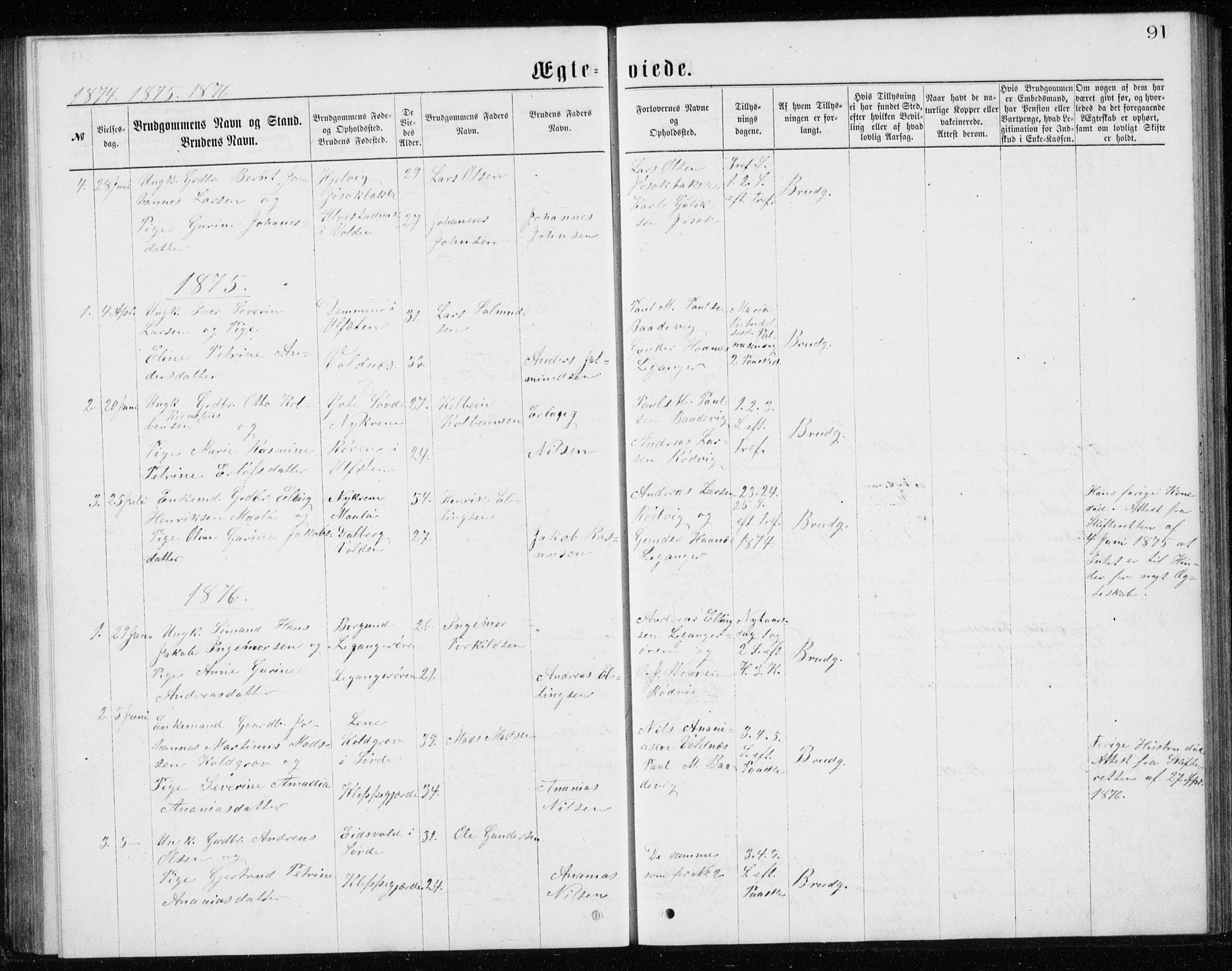 Ministerialprotokoller, klokkerbøker og fødselsregistre - Møre og Romsdal, AV/SAT-A-1454/508/L0097: Parish register (copy) no. 508C01, 1873-1897, p. 91