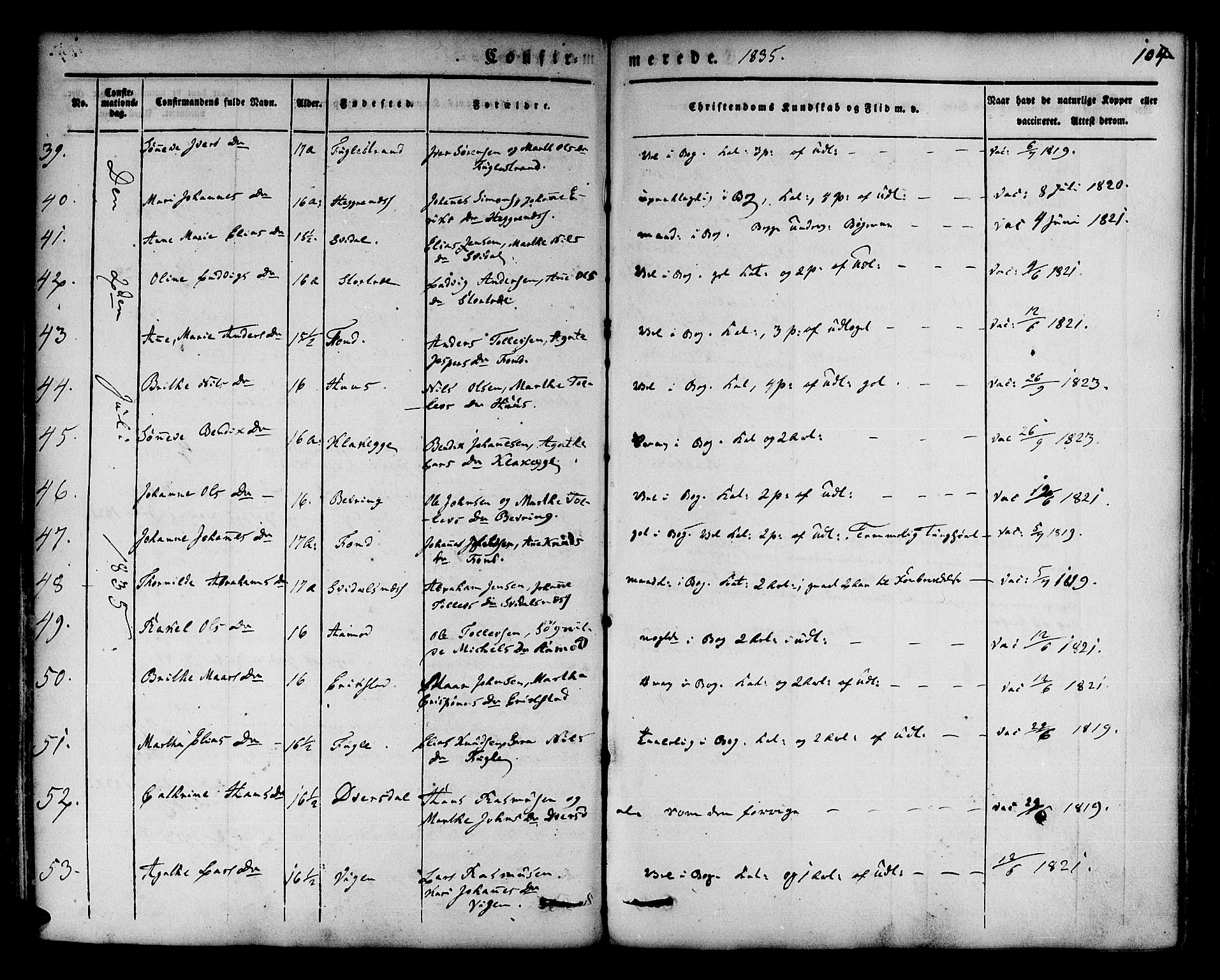 Jølster sokneprestembete, AV/SAB-A-80701/H/Haa/Haaa/L0009: Parish register (official) no. A 9, 1833-1848, p. 104