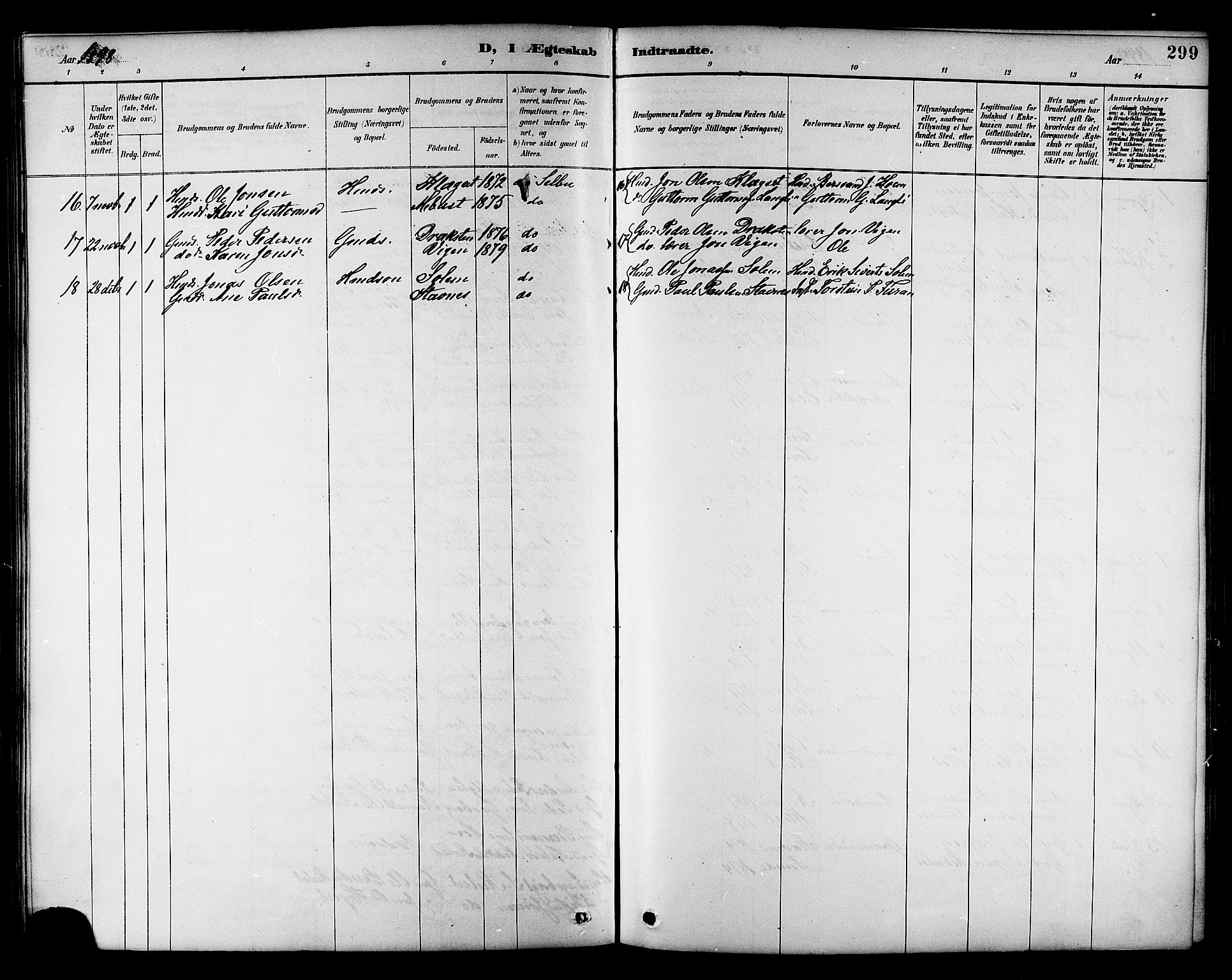 Ministerialprotokoller, klokkerbøker og fødselsregistre - Sør-Trøndelag, SAT/A-1456/695/L1157: Parish register (copy) no. 695C08, 1889-1913, p. 299