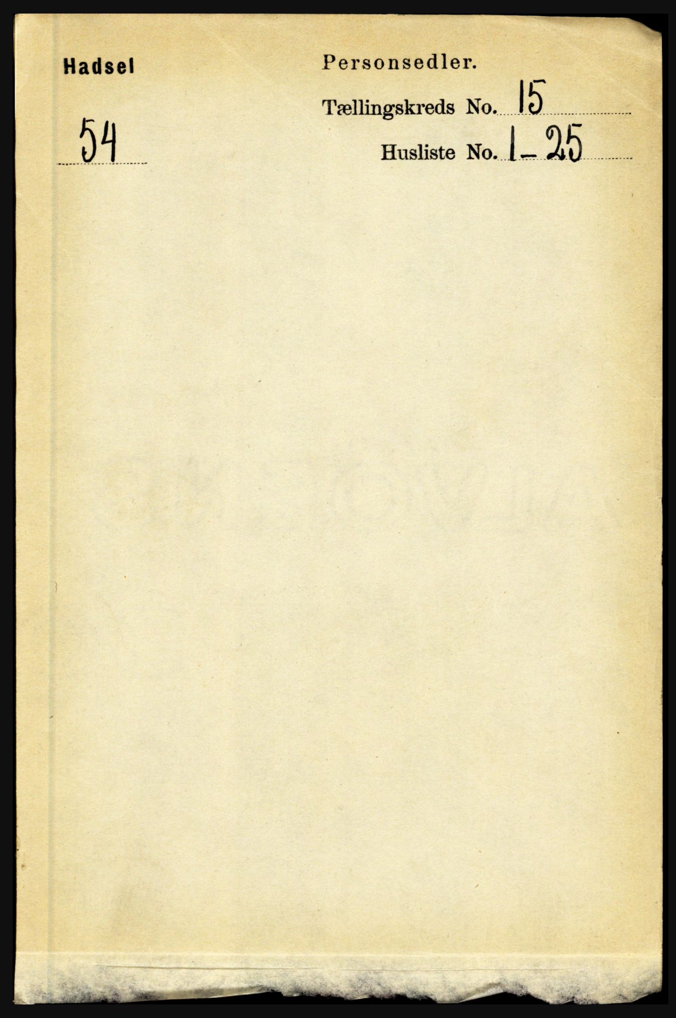 RA, 1891 census for 1866 Hadsel, 1891, p. 6819