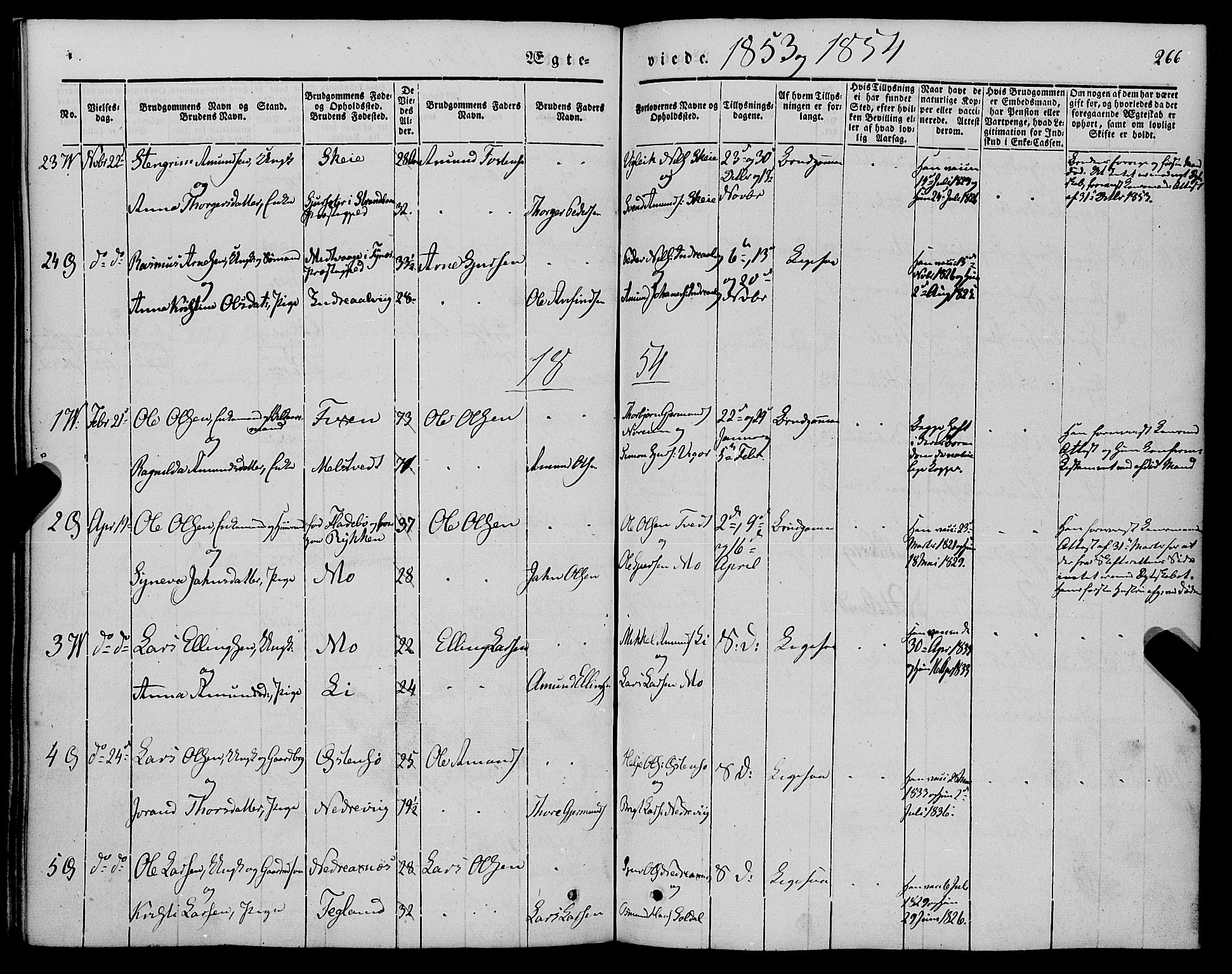 Kvam sokneprestembete, AV/SAB-A-76201/H/Haa: Parish register (official) no. A 8, 1844-1863, p. 266