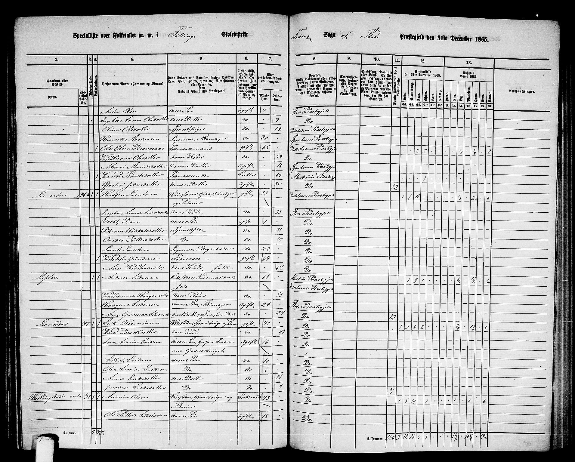 RA, 1865 census for Stod, 1865, p. 152