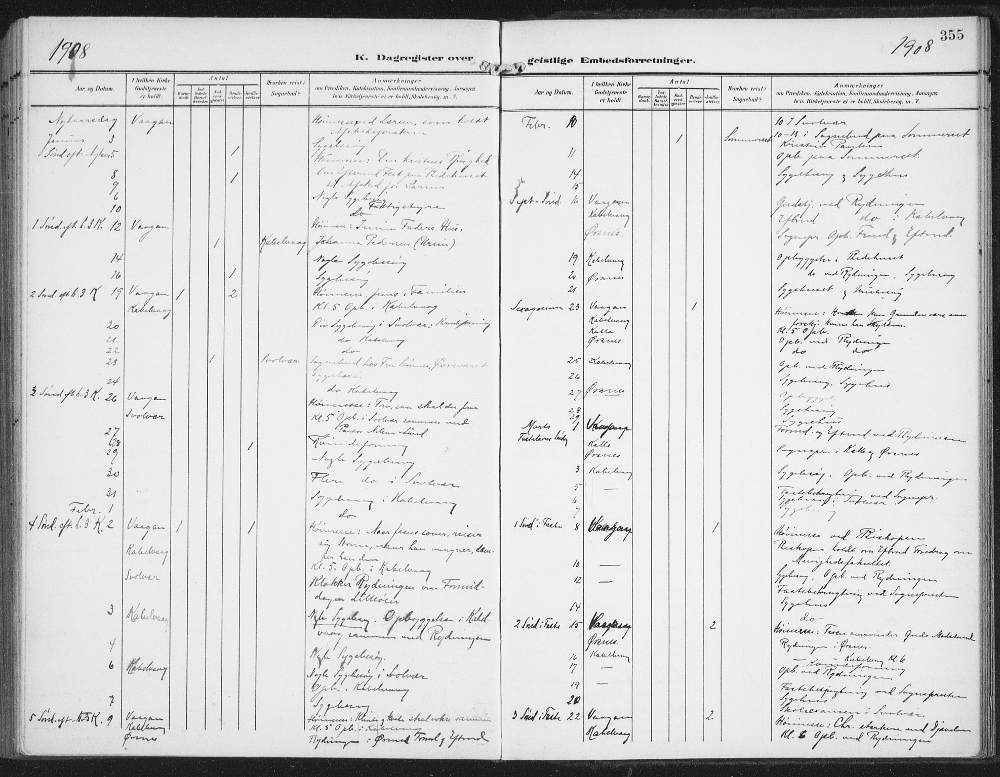 Ministerialprotokoller, klokkerbøker og fødselsregistre - Nordland, AV/SAT-A-1459/874/L1063: Parish register (official) no. 874A07, 1907-1915, p. 355