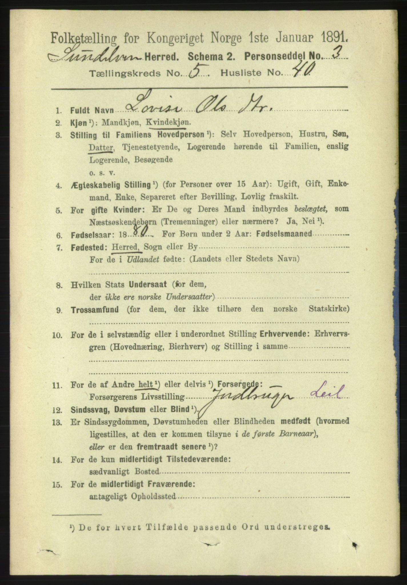 RA, 1891 census for 1523 Sunnylven, 1891, p. 1455