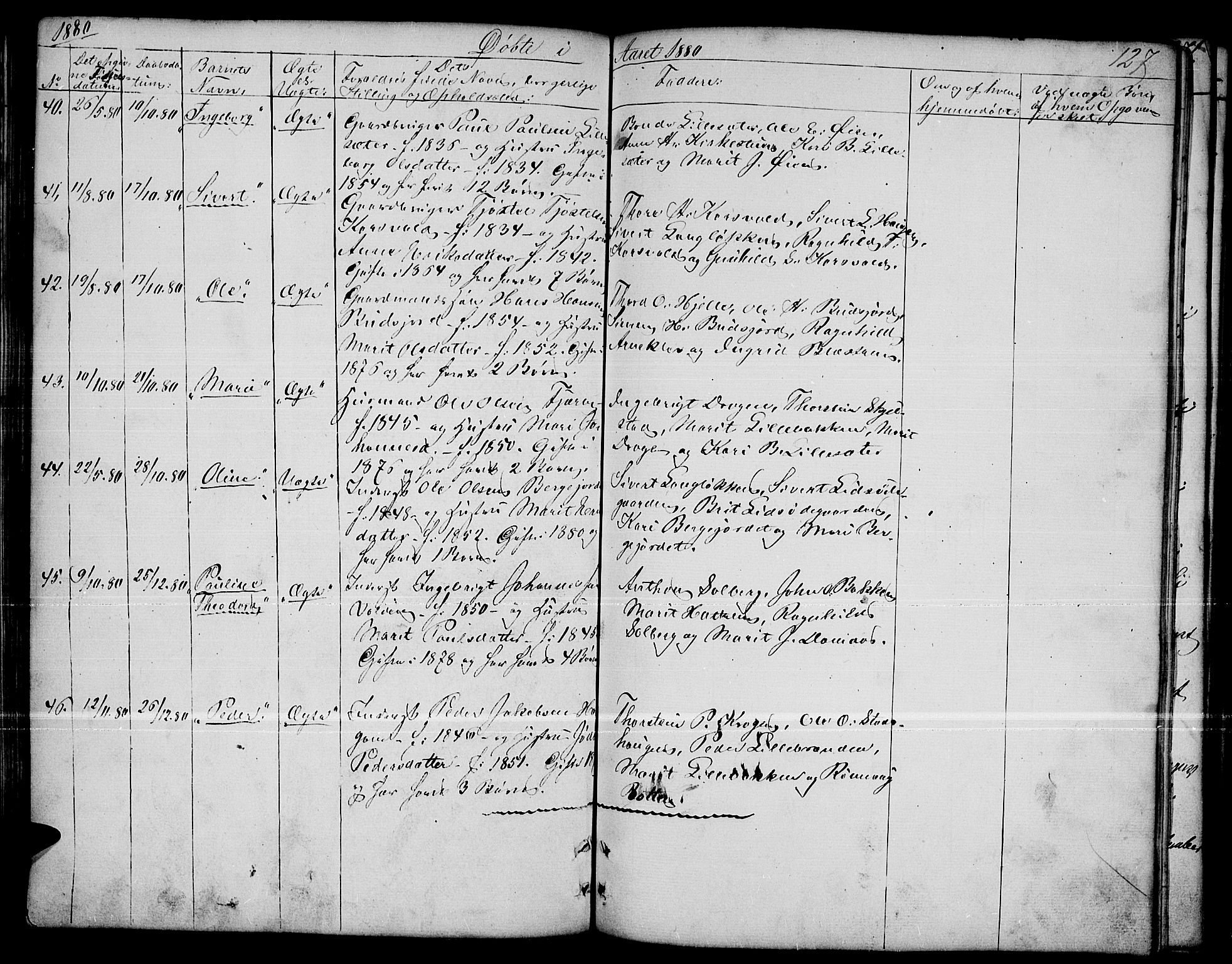 Dovre prestekontor, SAH/PREST-066/H/Ha/Hab/L0001: Parish register (copy) no. 1, 1862-1880, p. 127