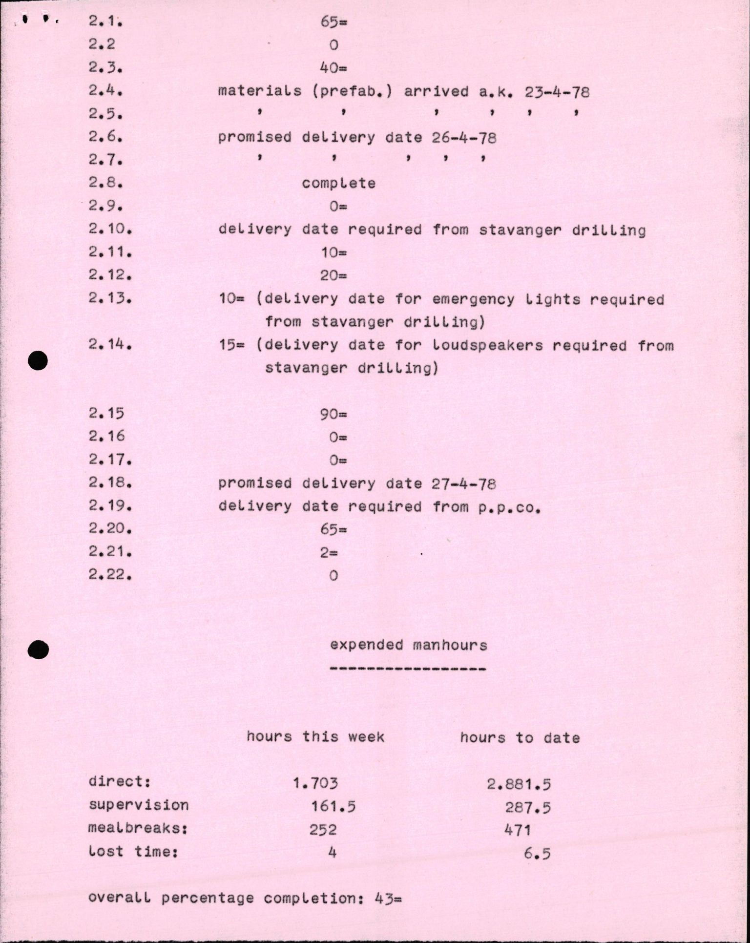 Pa 1503 - Stavanger Drilling AS, AV/SAST-A-101906/2/E/Eb/Eba/L0010: Sak og korrespondanse, 1977-1981