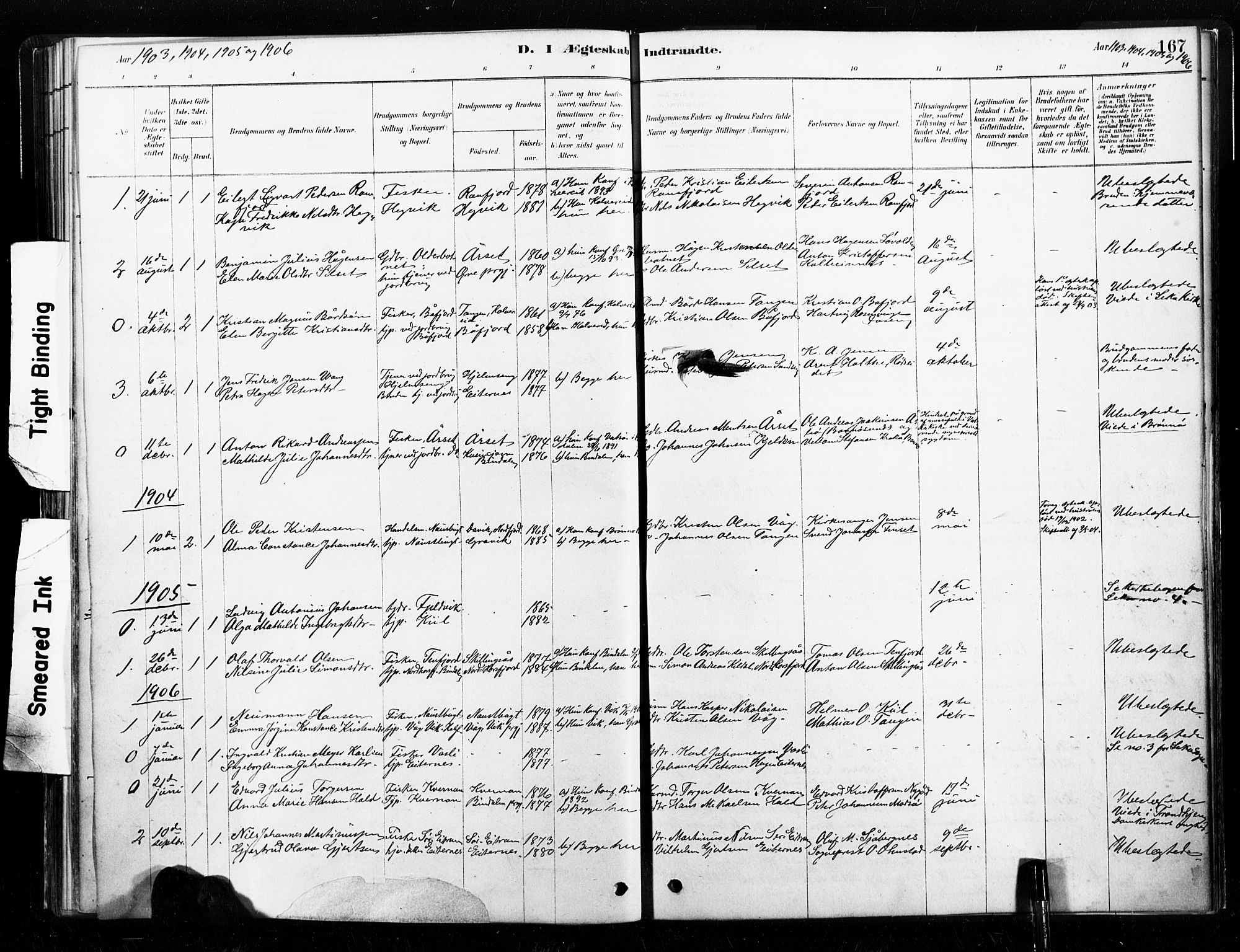 Ministerialprotokoller, klokkerbøker og fødselsregistre - Nord-Trøndelag, SAT/A-1458/789/L0705: Parish register (official) no. 789A01, 1878-1910, p. 167