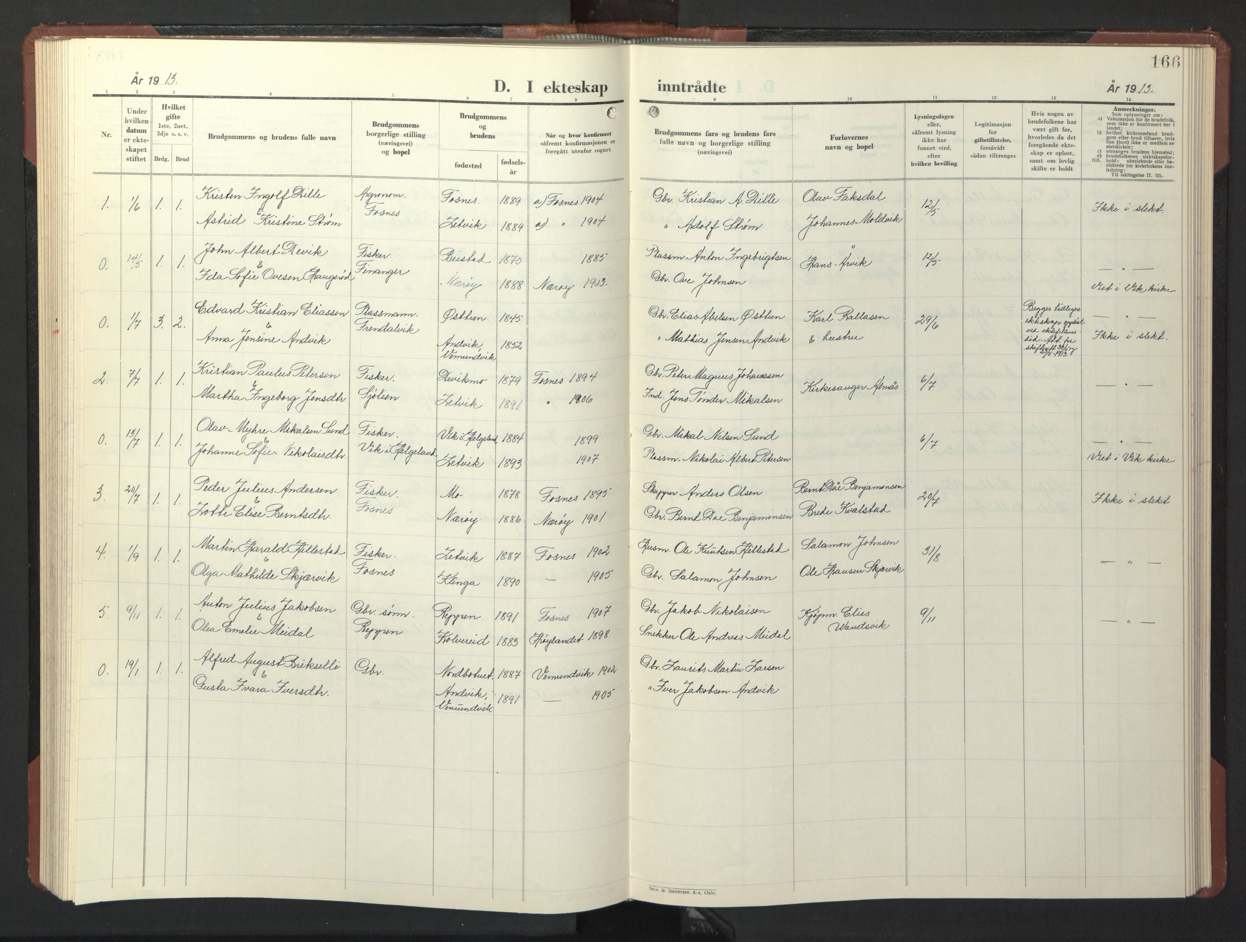 Ministerialprotokoller, klokkerbøker og fødselsregistre - Nord-Trøndelag, SAT/A-1458/773/L0625: Parish register (copy) no. 773C01, 1910-1952, p. 166