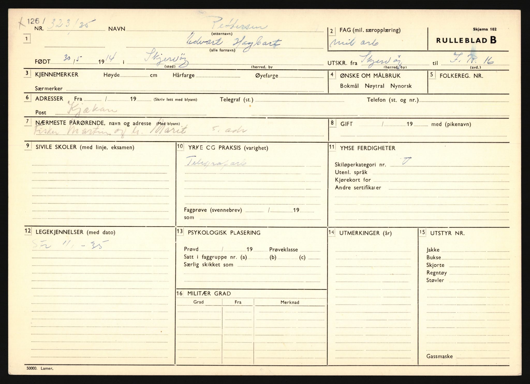 Forsvaret, Troms infanteriregiment nr. 16, AV/RA-RAFA-3146/P/Pa/L0019: Rulleblad for regimentets menige mannskaper, årsklasse 1935, 1935, p. 1035