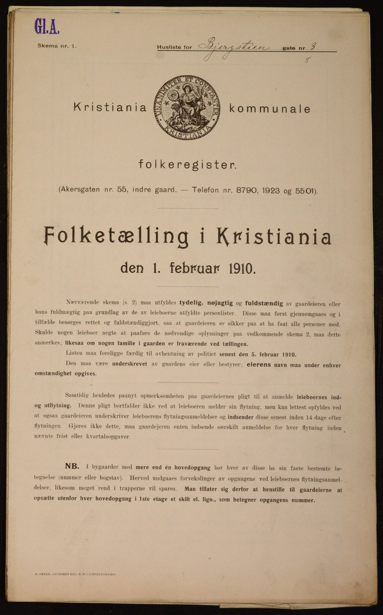 OBA, Municipal Census 1910 for Kristiania, 1910, p. 4180